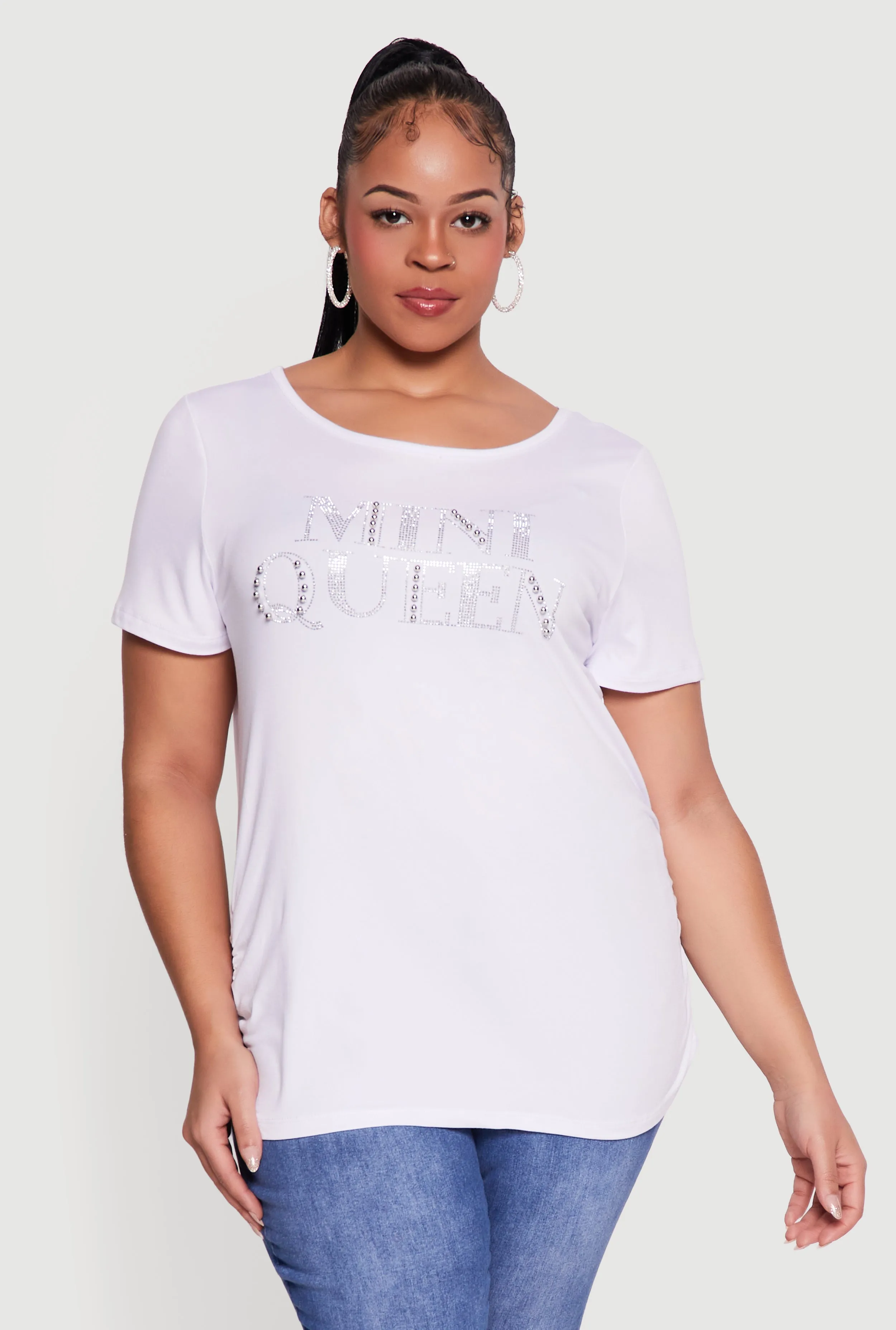 Plus Size Mini Queen Rhinestone Studded Tee sold by Rainbow product image thumbnail 2