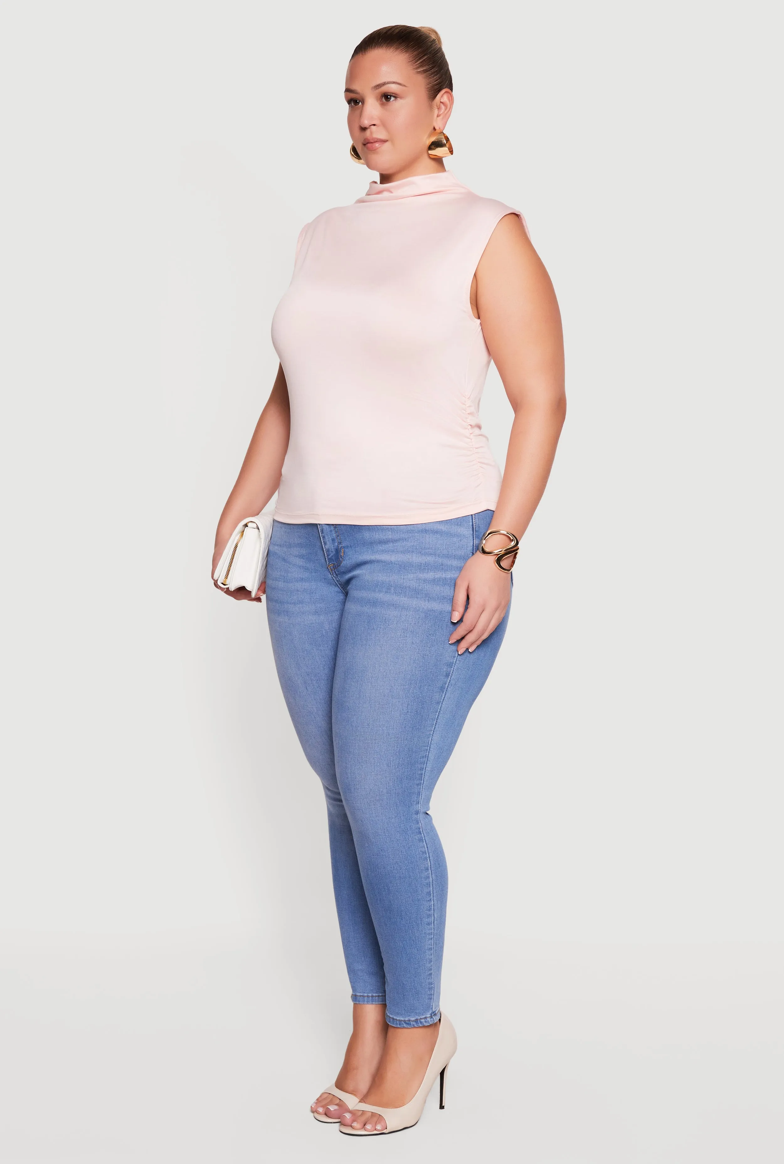 Plus Size Ruched Mock Neck Sleeveless Top sold by Rainbow product image thumbnail 3