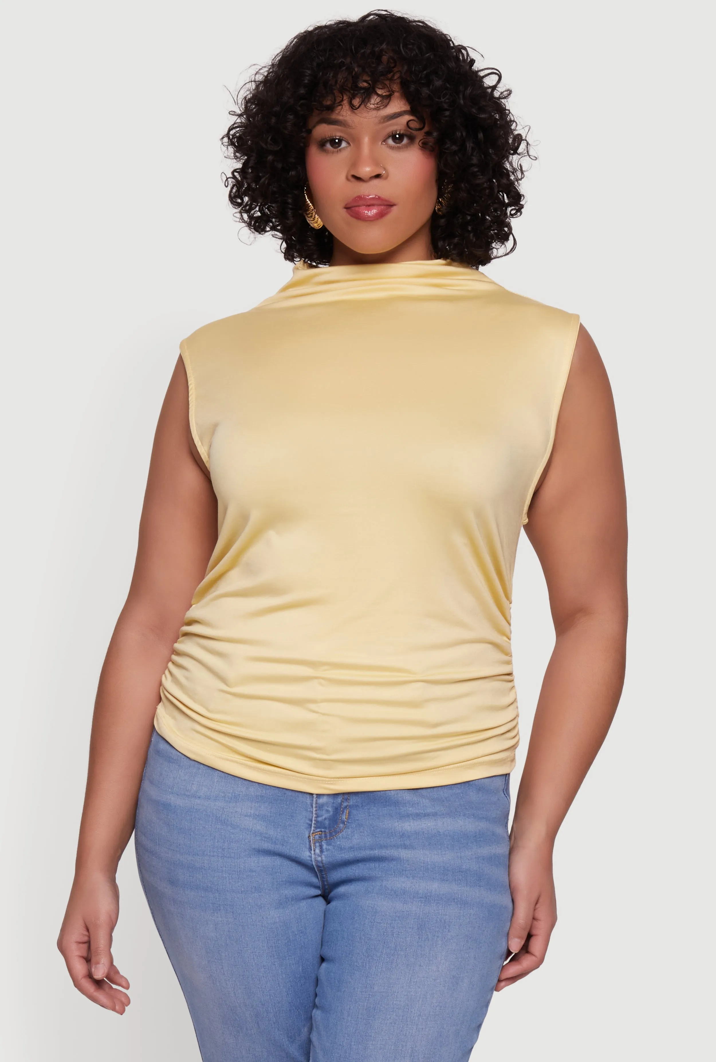 Plus Size Ruched Mock Neck Sleeveless Top sold by Rainbow product image thumbnail 2