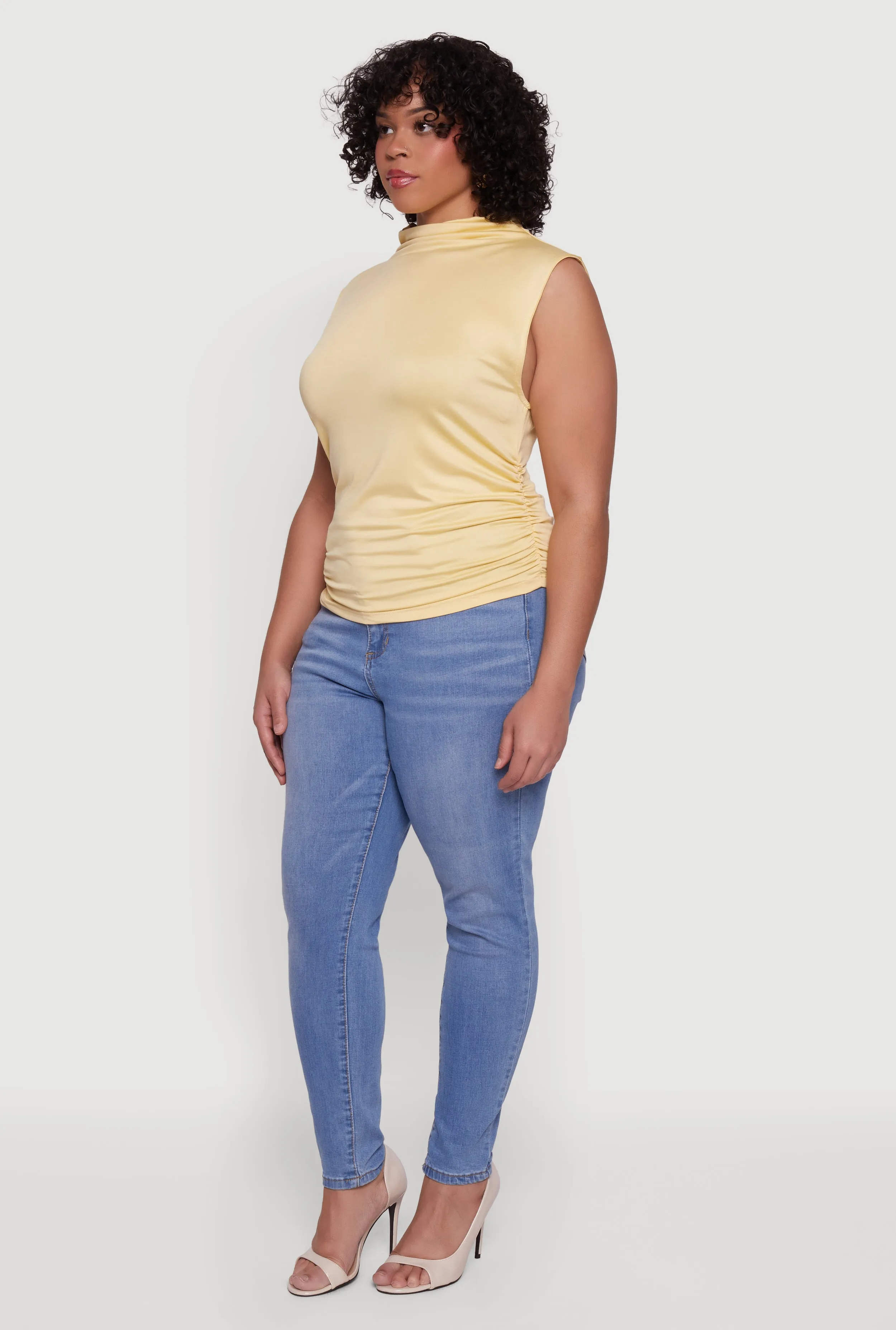 Plus Size Ruched Mock Neck Sleeveless Top sold by Rainbow product image thumbnail 3