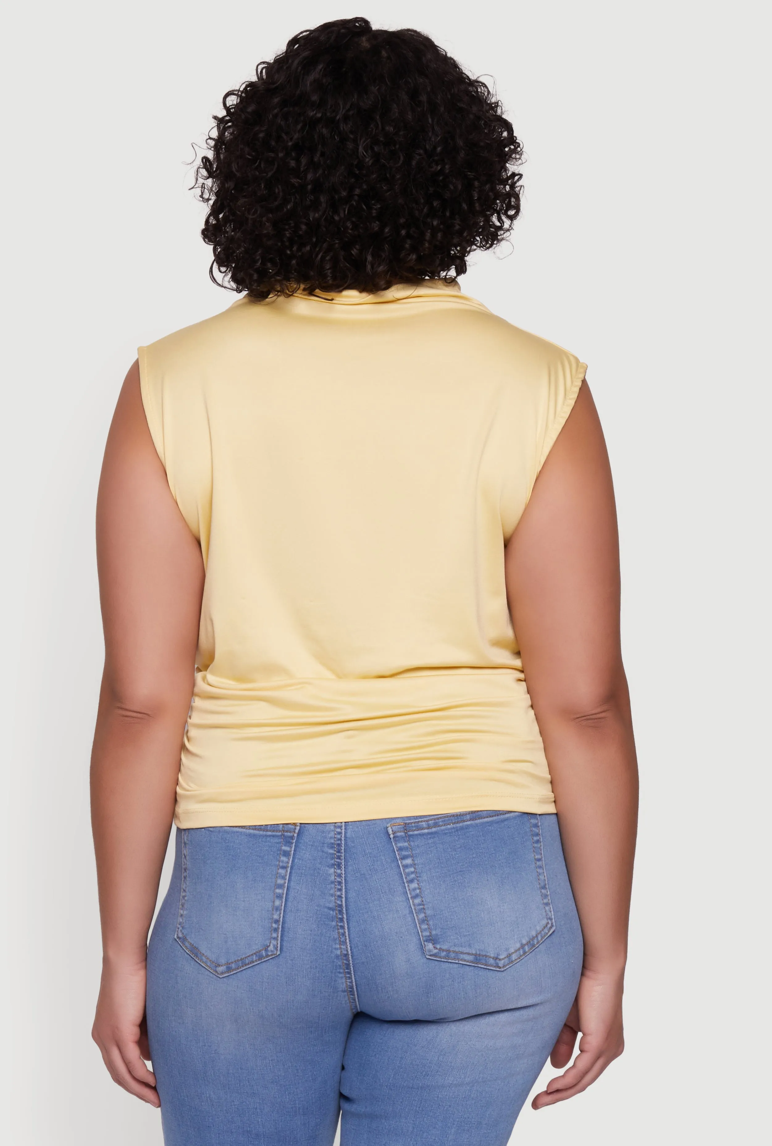 Plus Size Ruched Mock Neck Sleeveless Top sold by Rainbow product image thumbnail 5