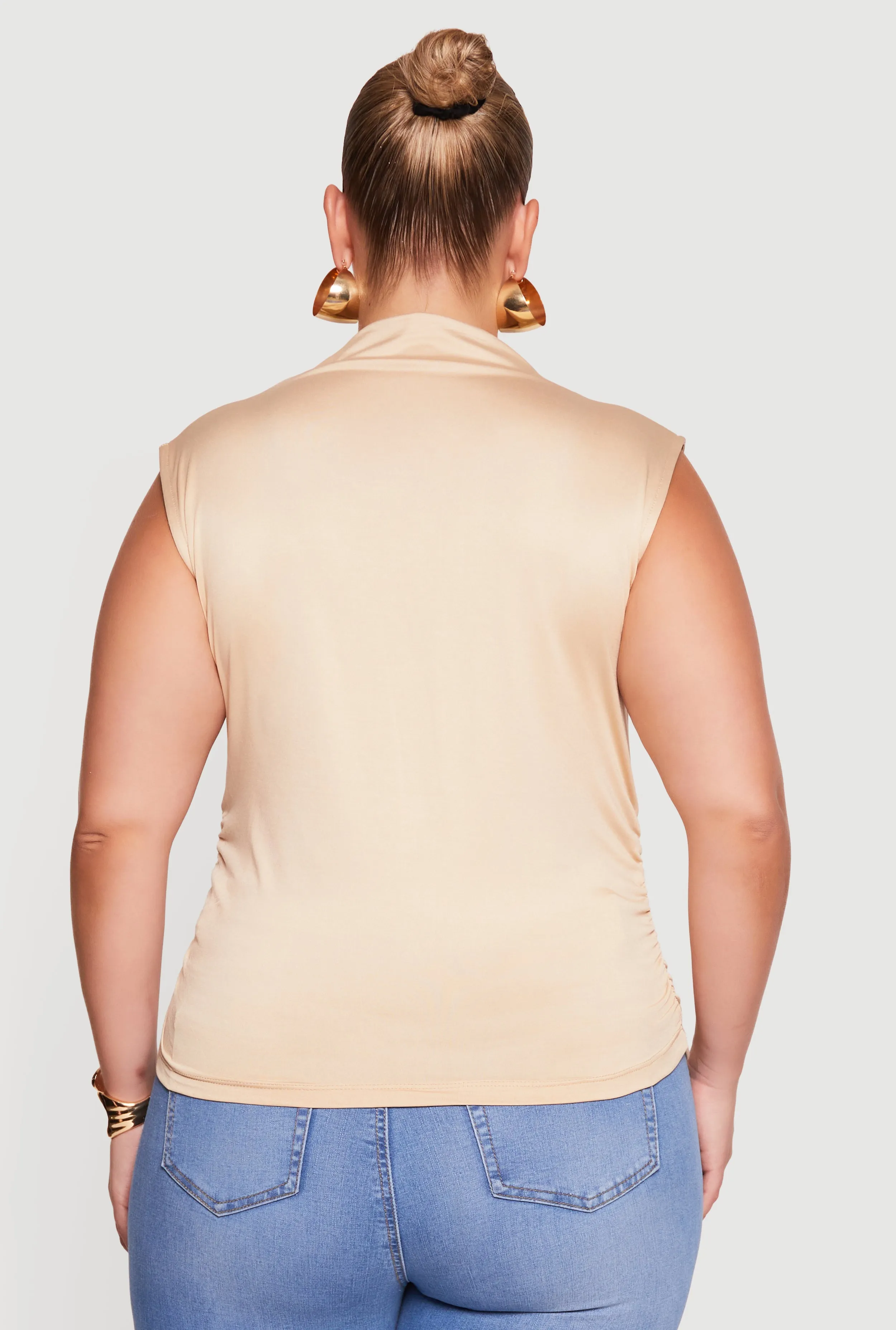 Plus Size Ruched Mock Neck Sleeveless Top sold by Rainbow product image thumbnail 5