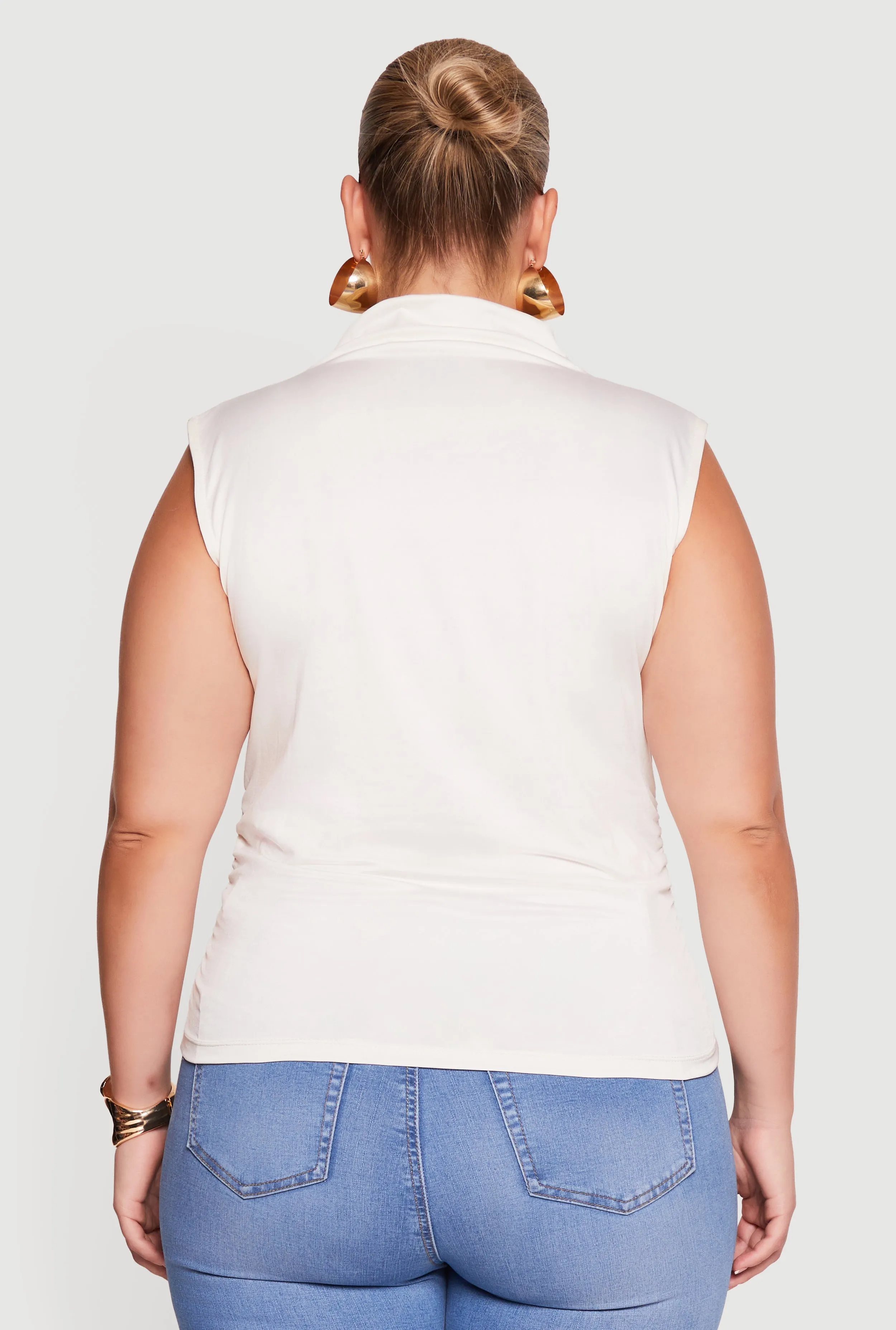 Plus Size Ruched Mock Neck Sleeveless Top sold by Rainbow product image thumbnail 5