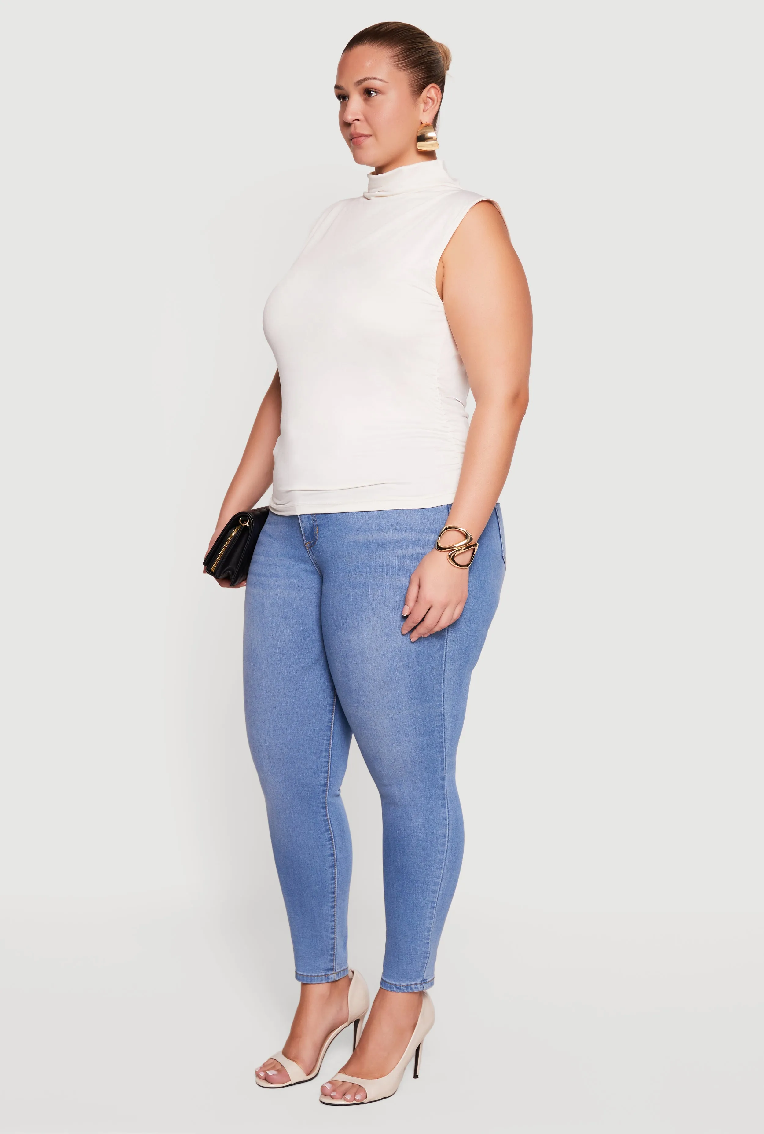 Plus Size Ruched Mock Neck Sleeveless Top sold by Rainbow product image thumbnail 3