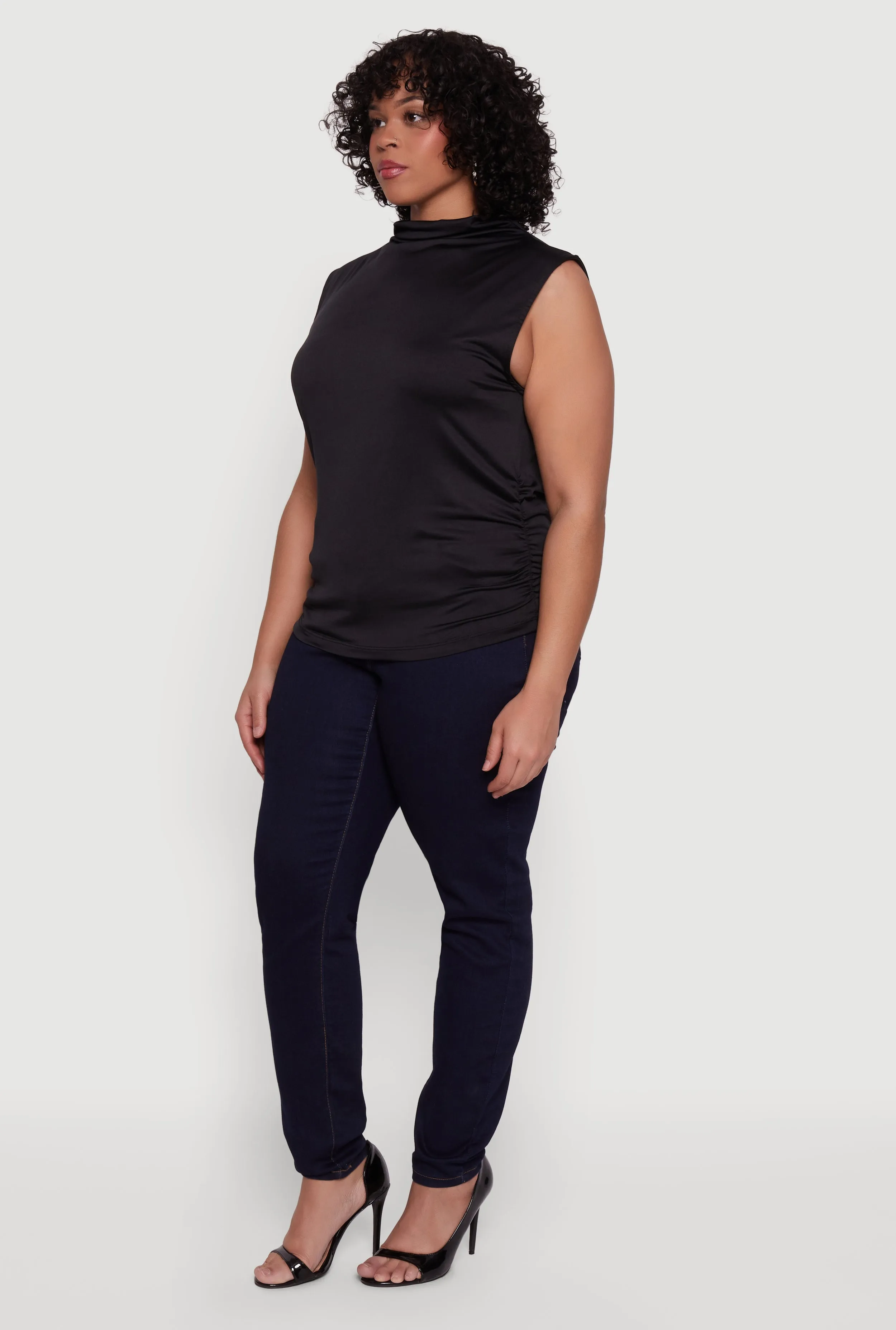 Plus Size Ruched Mock Neck Sleeveless Top sold by Rainbow product image thumbnail 3