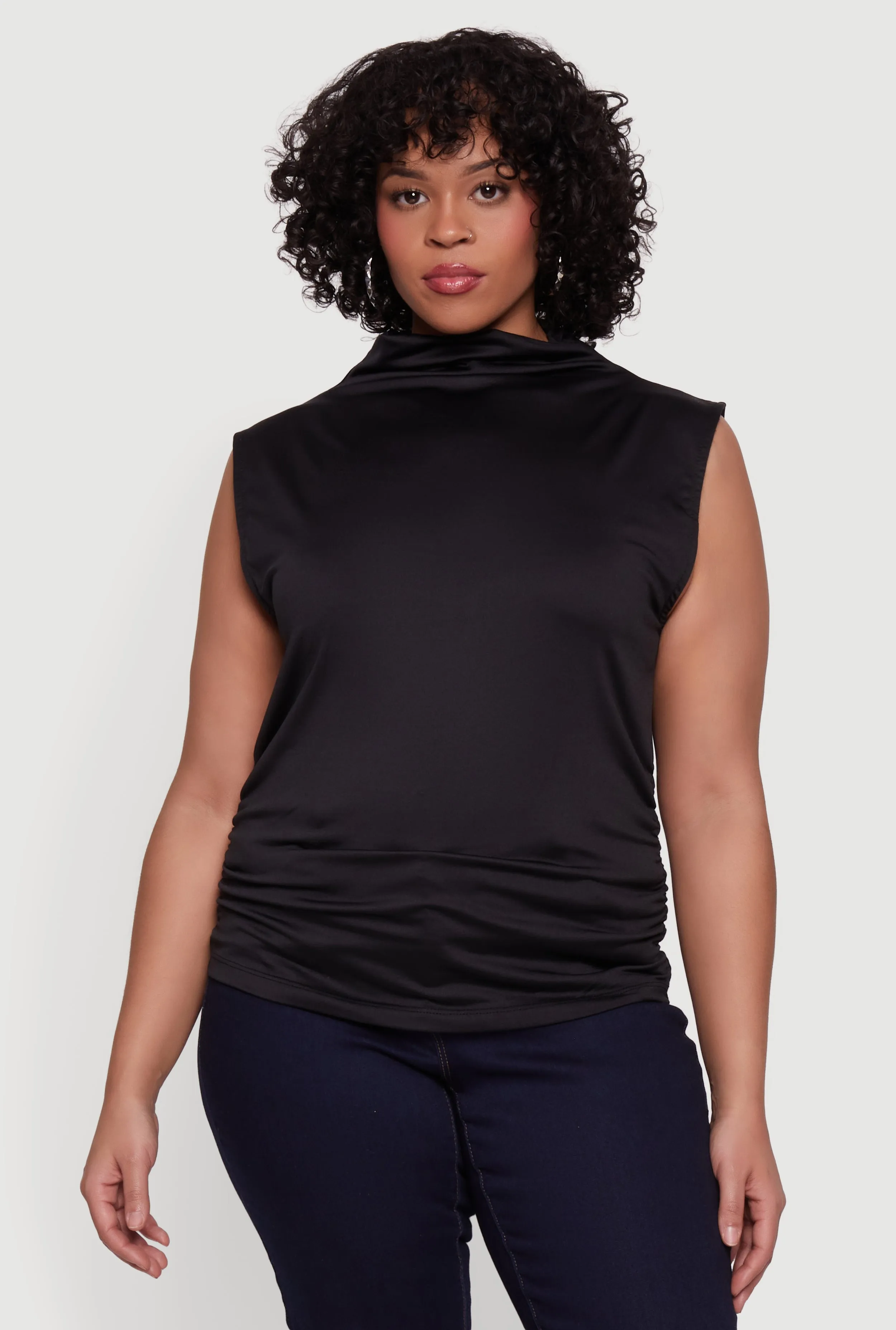Plus Size Ruched Mock Neck Sleeveless Top sold by Rainbow product image thumbnail 2