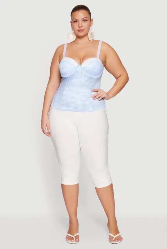 Plus Size Gingham Convertible Bustier Top made by Rainbow
