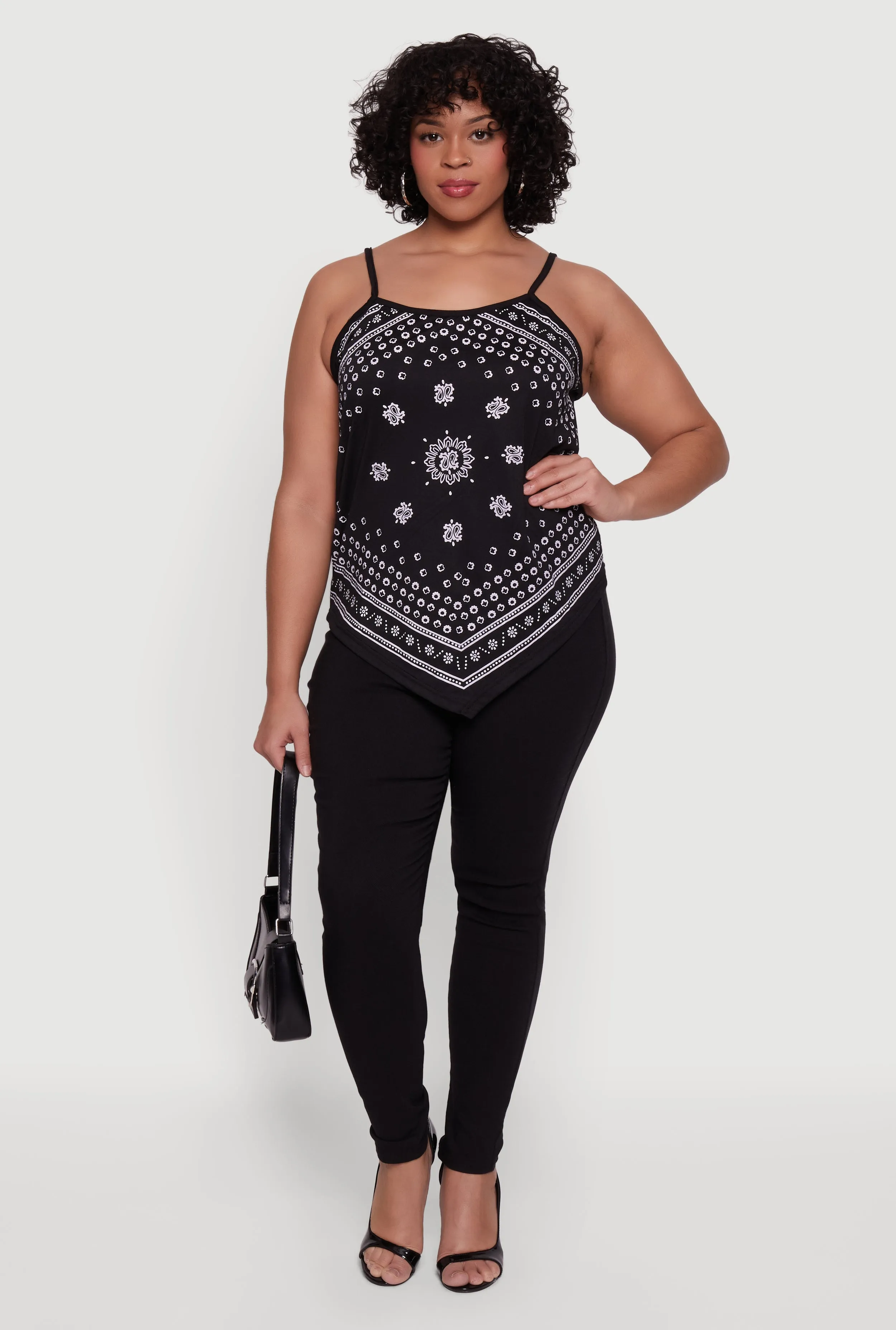 Plus Size Bandana Print Handkerchief Hem Cami Top sold by Rainbow
