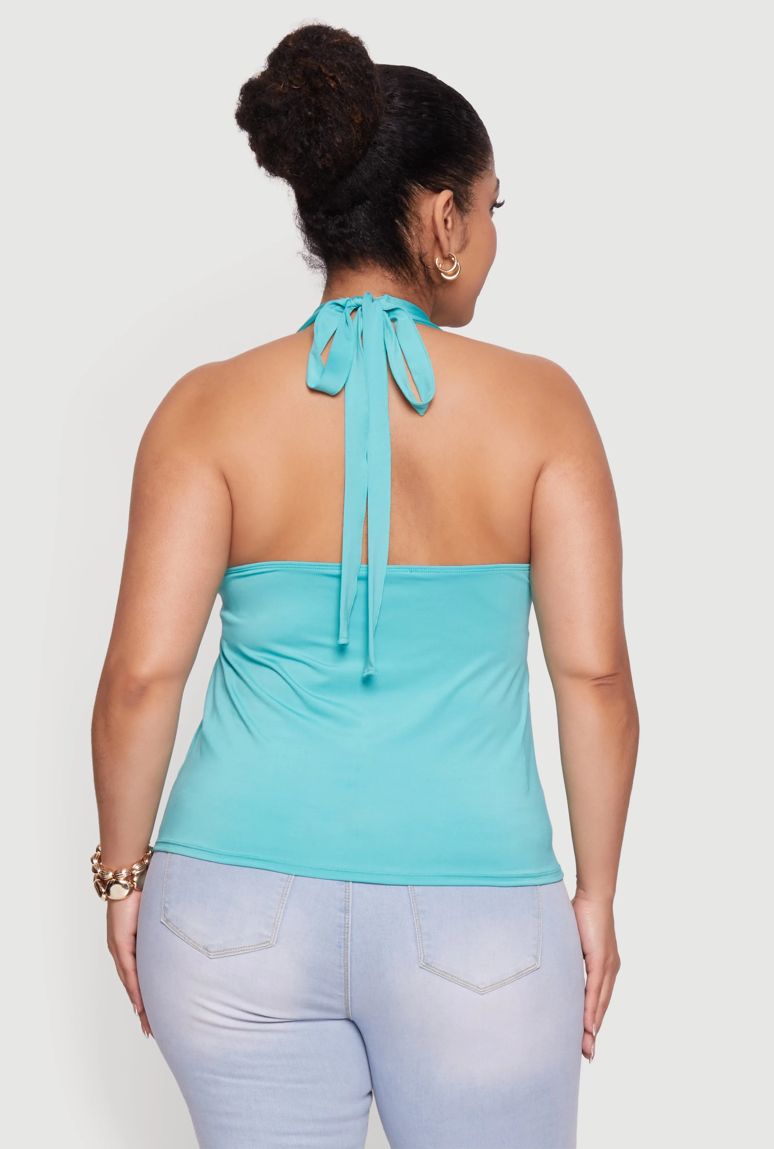 Plus Size Metallic O-Ring Keyhole Halter Top sold by Rainbow product image thumbnail 5