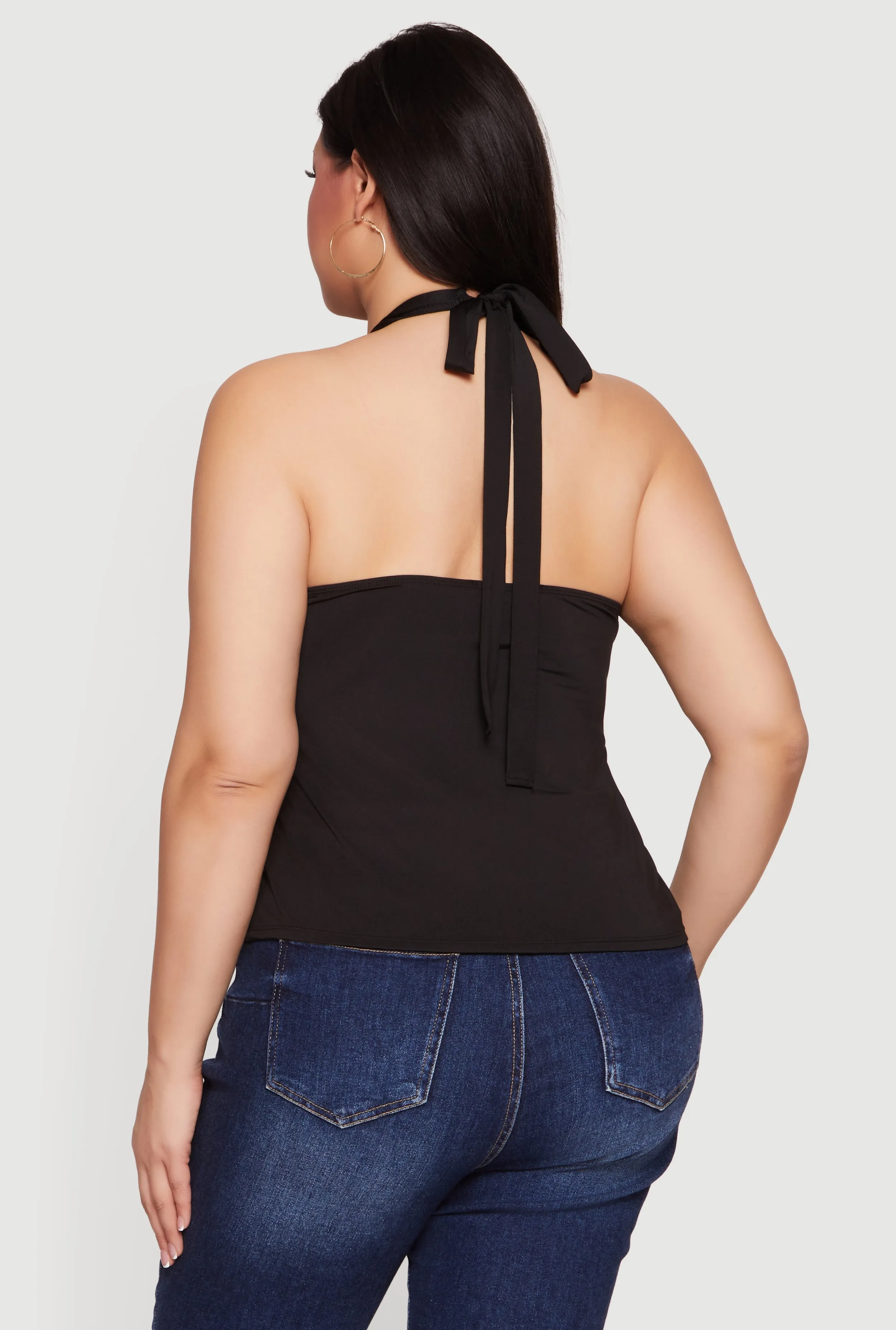 Plus Size Metallic O-Ring Keyhole Halter Top sold by Rainbow product image thumbnail 5