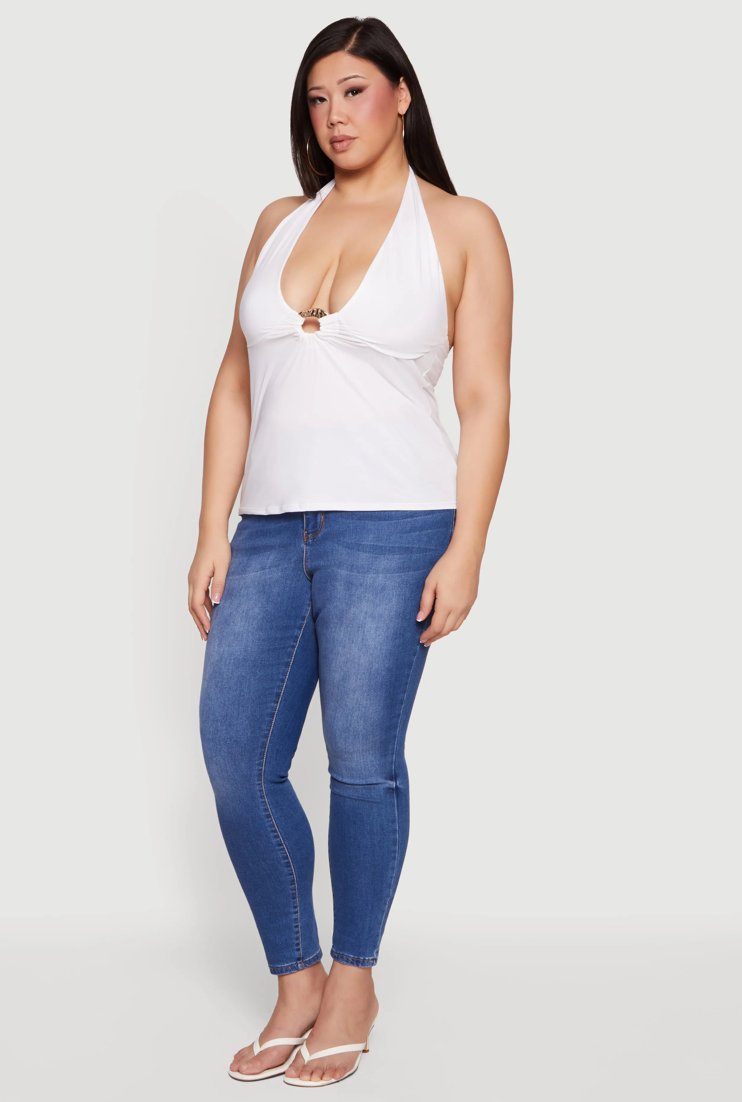 Plus Size Metallic O-Ring Keyhole Halter Top sold by Rainbow product image thumbnail 3