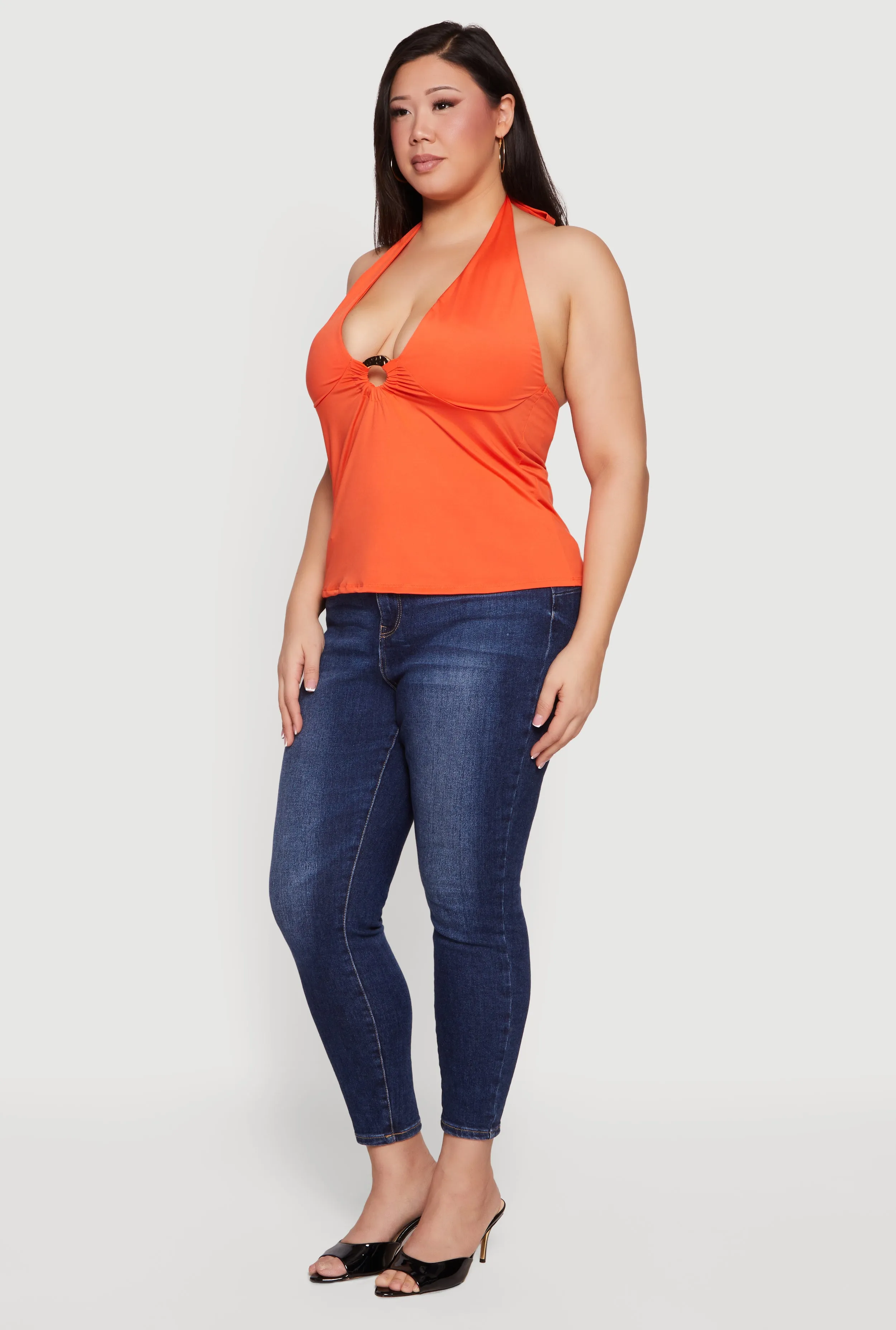 Plus Size Metallic O-Ring Keyhole Halter Top sold by Rainbow product image thumbnail 3