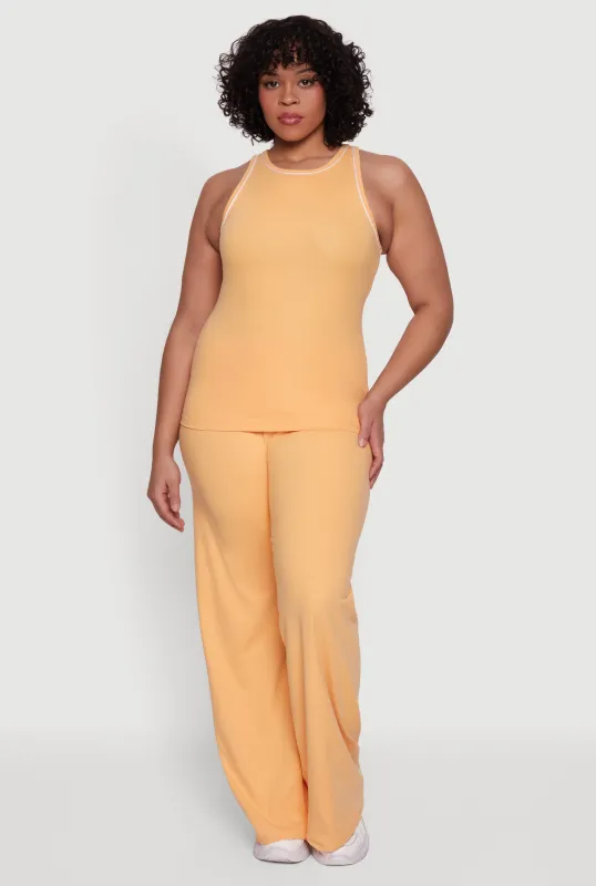 Plus Size Wide Leg Pants with Contrast Trim sold by Rainbow