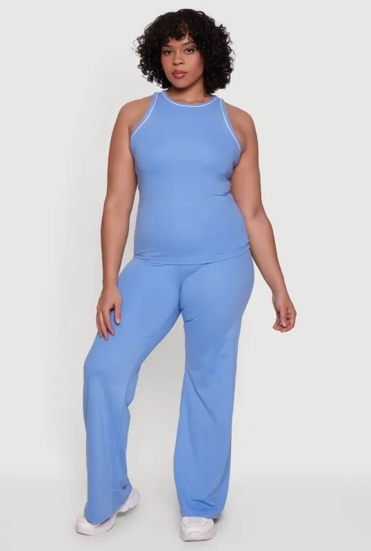 Plus Size Wide Leg Pants with Contrast Trim sold by Rainbow