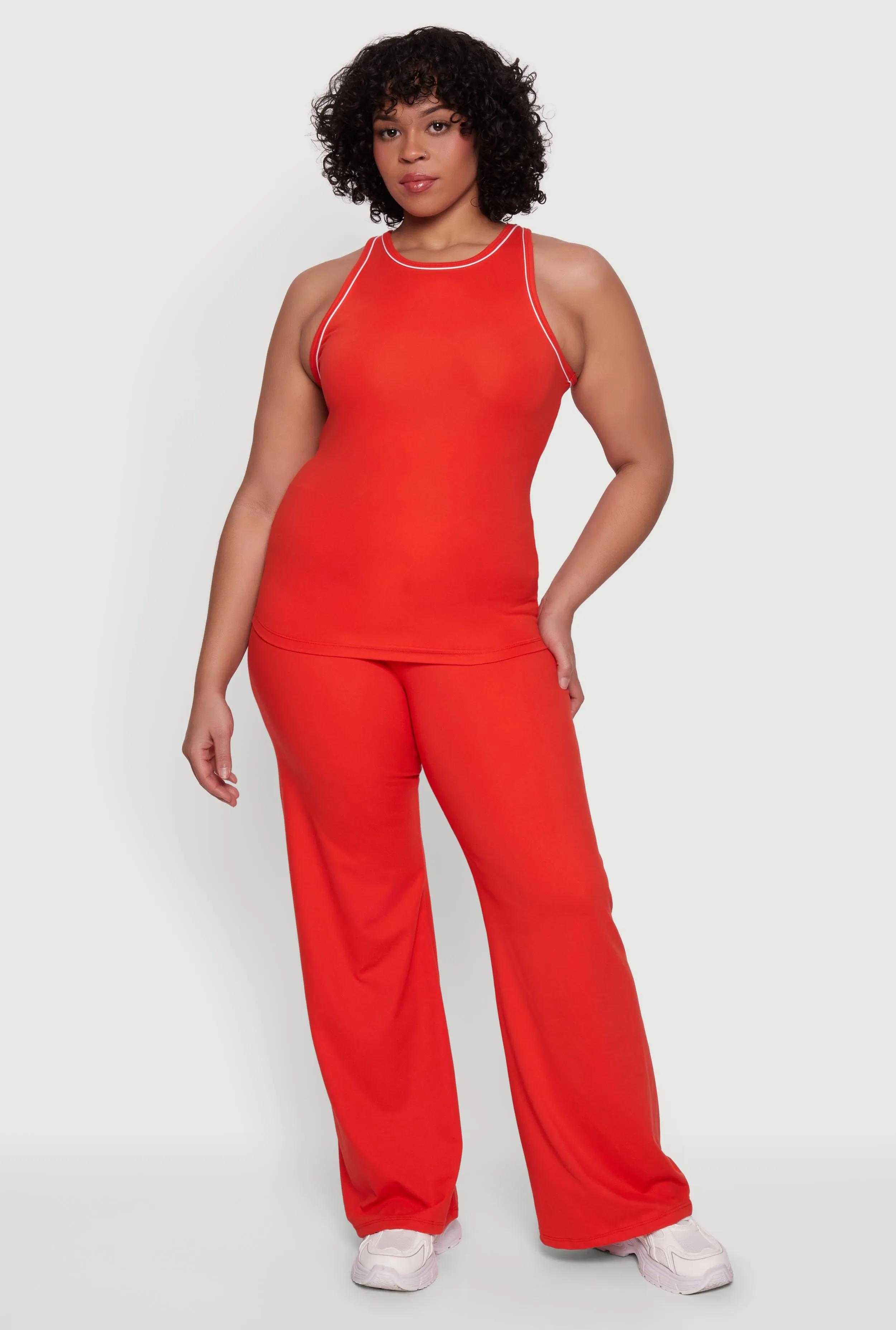 Plus Size Wide Leg Pants with Contrast Trim sold by Rainbow