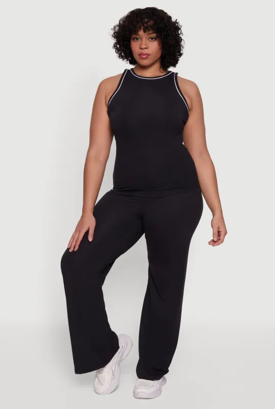 Plus Size Wide Leg Pants with Contrast Trim sold by Rainbow