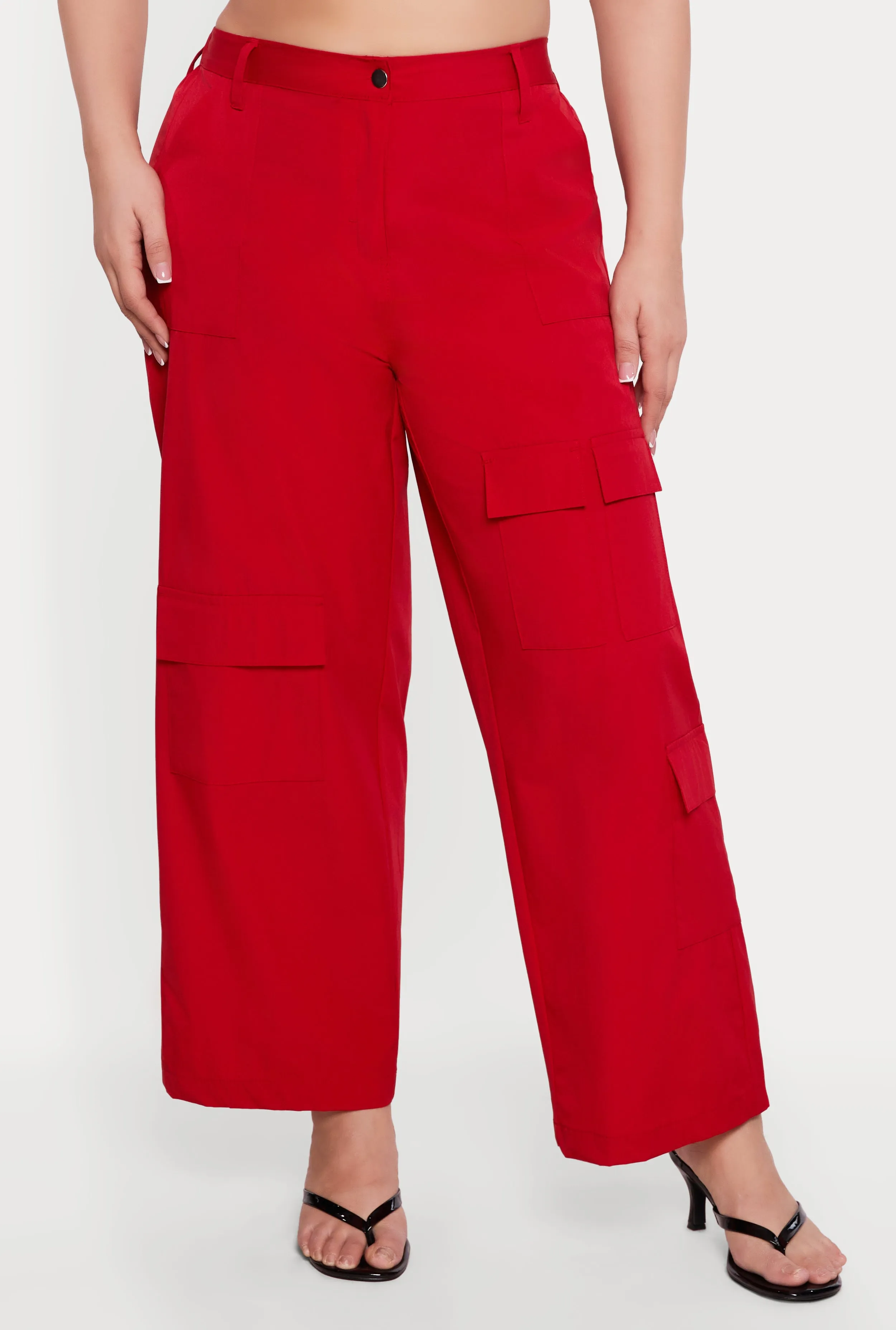 Plus Size Nylon High Waisted Wide Leg Utility Pants sold by Rainbow product image thumbnail 3