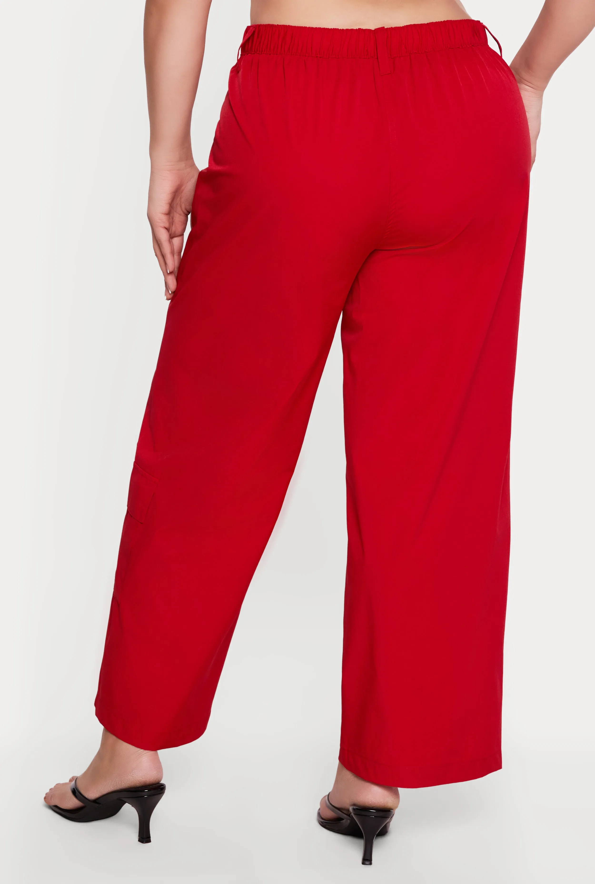 Plus Size Nylon High Waisted Wide Leg Utility Pants sold by Rainbow product image thumbnail 5