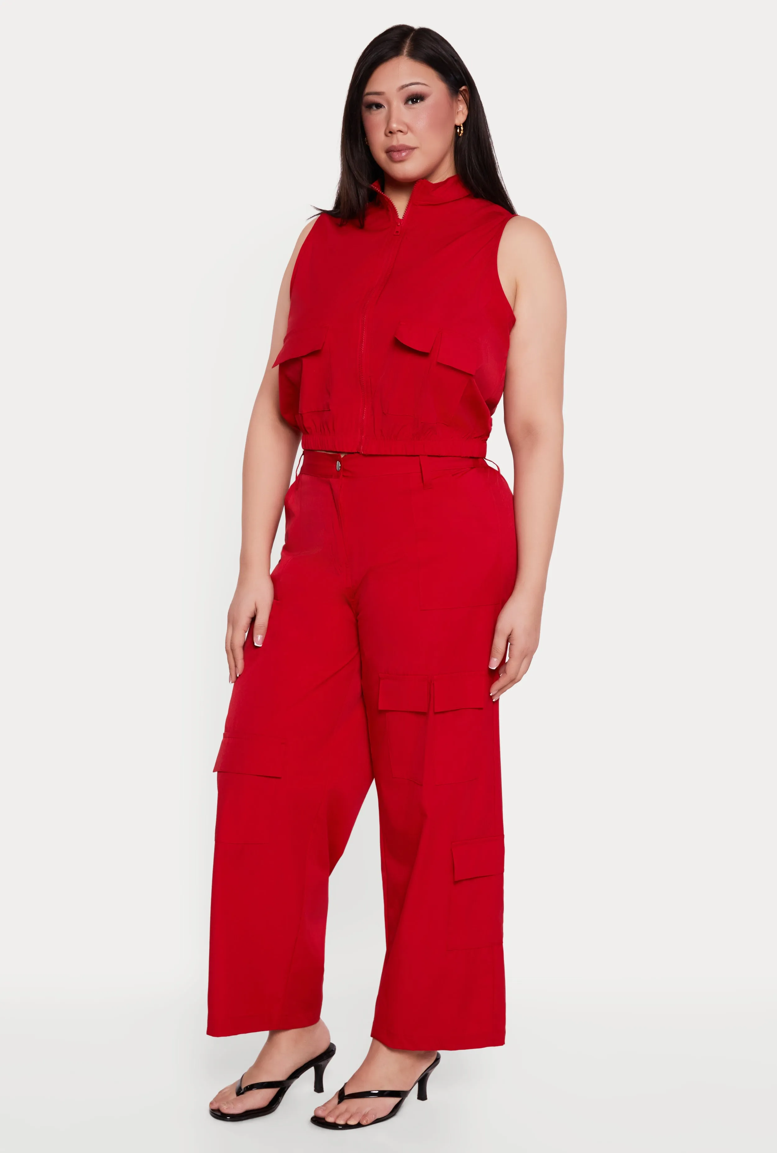 Plus Size Nylon High Waisted Wide Leg Utility Pants sold by Rainbow product image thumbnail 2