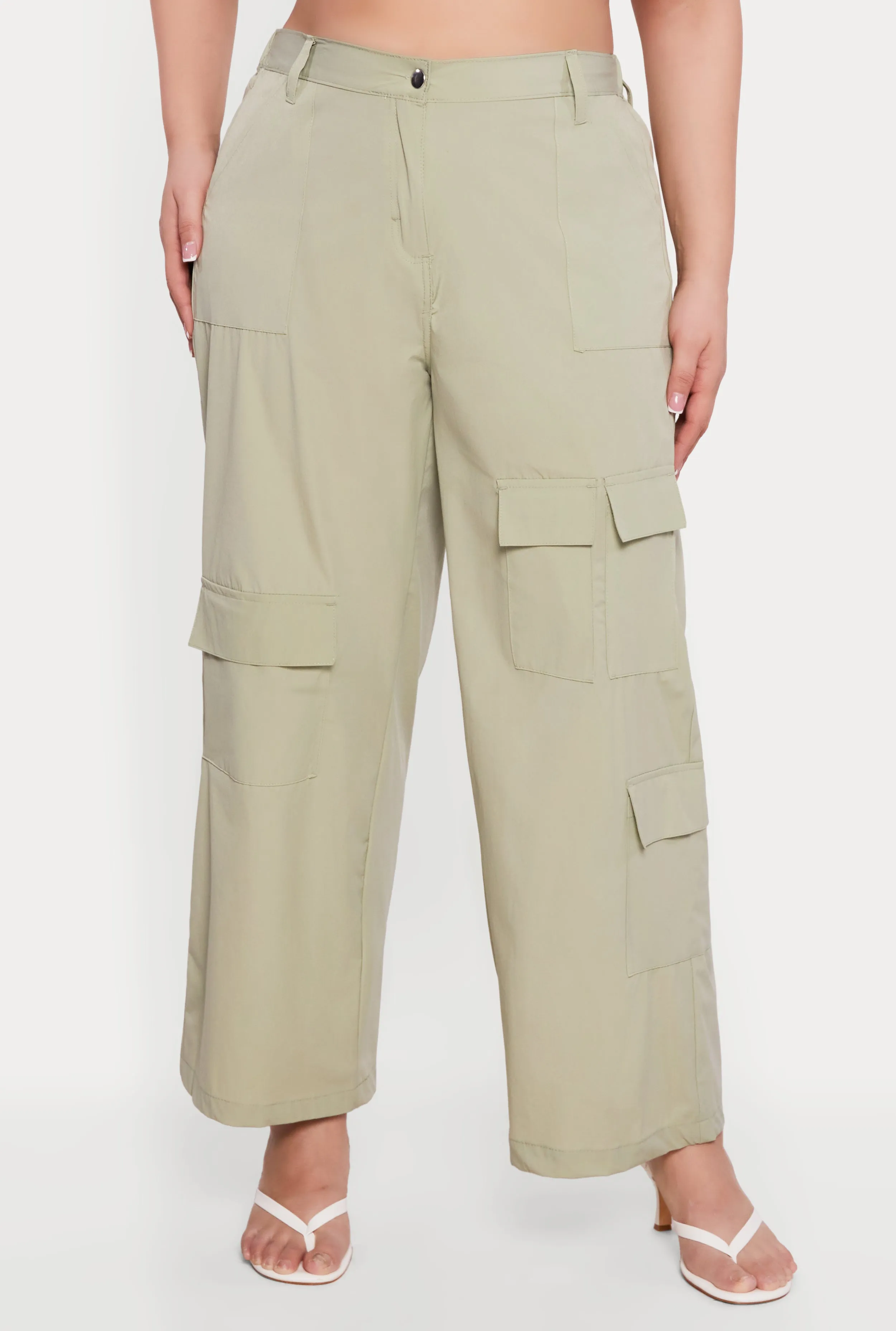 Plus Size Nylon High Waisted Wide Leg Utility Pants sold by Rainbow product image thumbnail 3