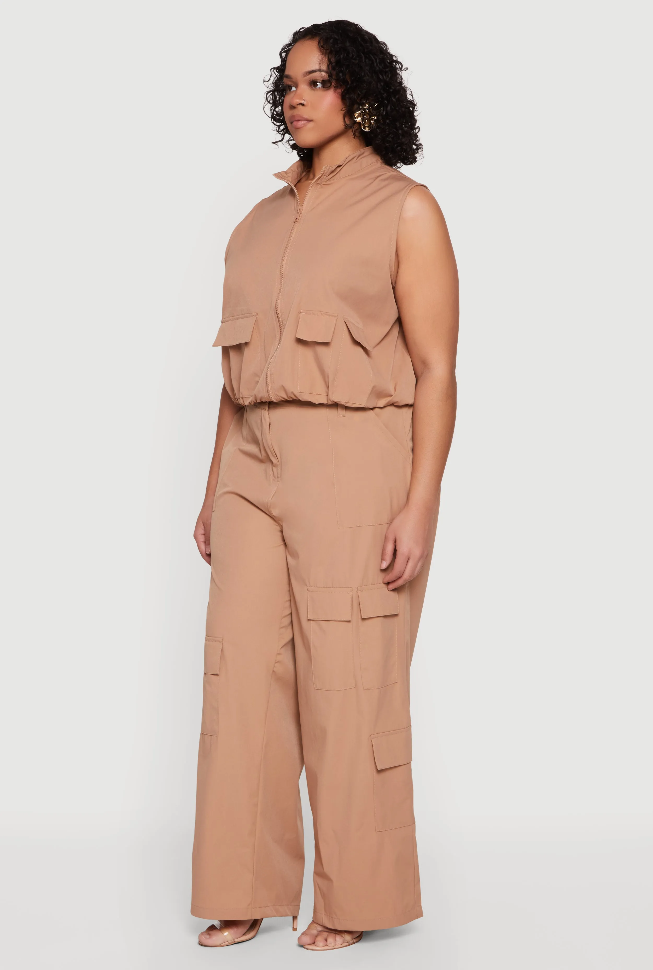 Plus Size Nylon High Waisted Wide Leg Utility Pants sold by Rainbow product image thumbnail 2