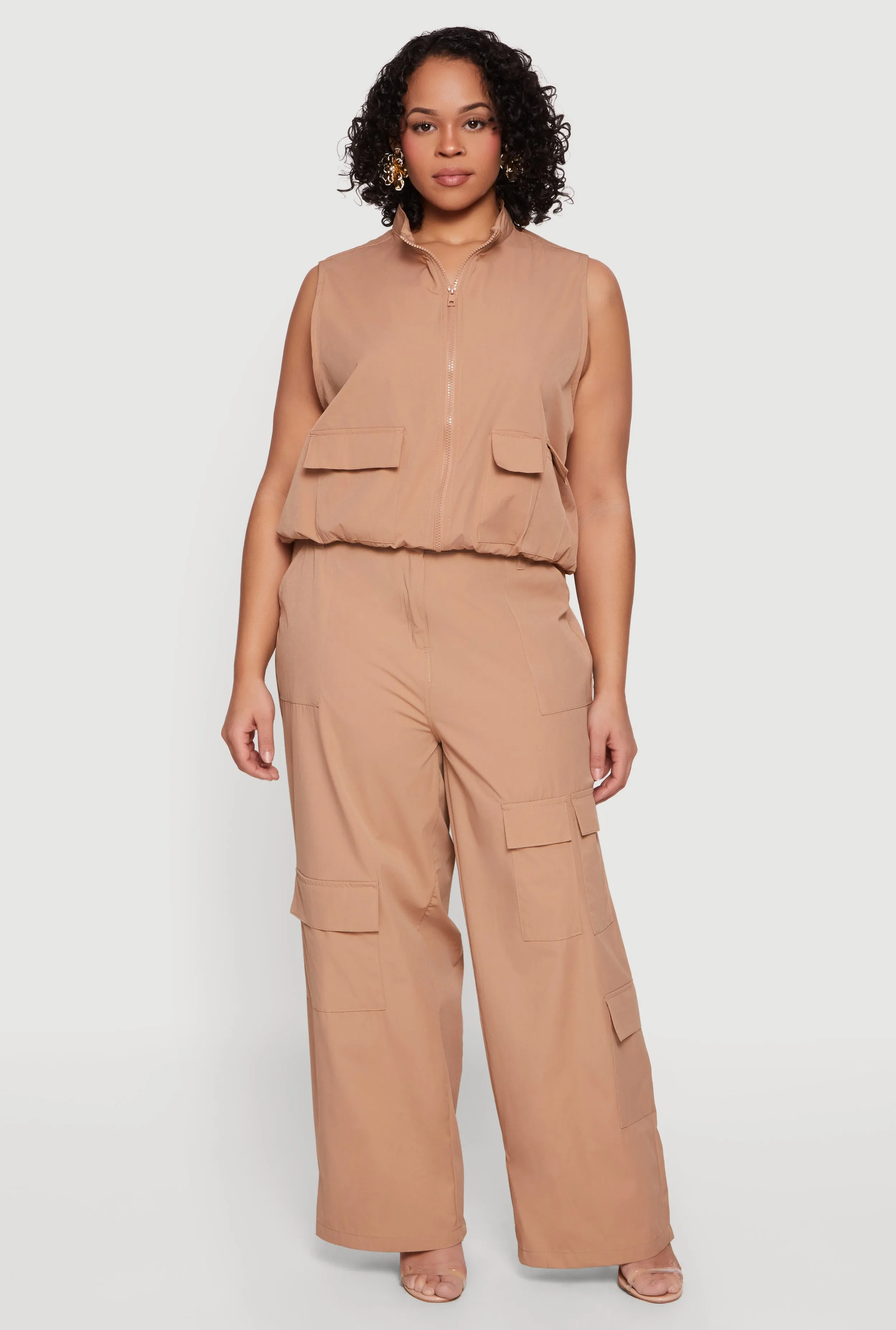 Plus Size Nylon Cropped Zip Front Windbreaker Vest sold by Rainbow product image thumbnail 2