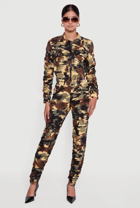 Printed Pattern Stacked Pants made by Rainbow