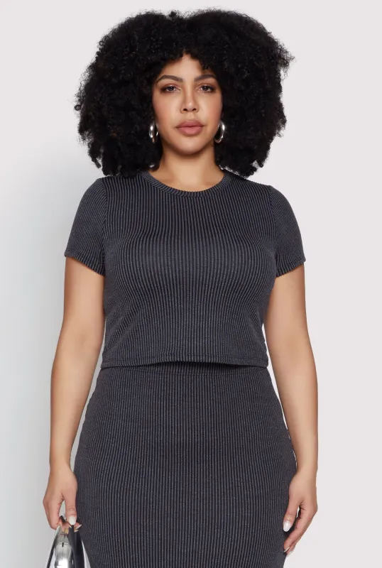 Plus Size Almost Famous Ribbed Knit Crop Top sold by Rainbow