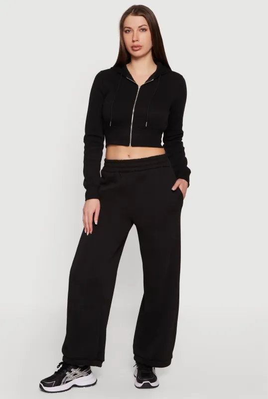 Fleece Zip Front Cropped Hoodie made by Ambiance