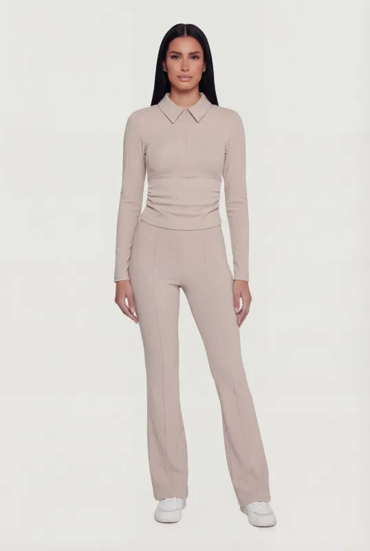 Pintuck Detail Brushed Knit Pants sold by Rainbow