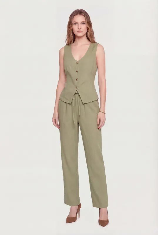 Linen High Waisted Wide Leg Pull On Pants sold by Rainbow