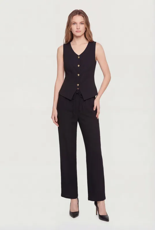 Linen High Waisted Wide Leg Pull On Pants sold by Rainbow