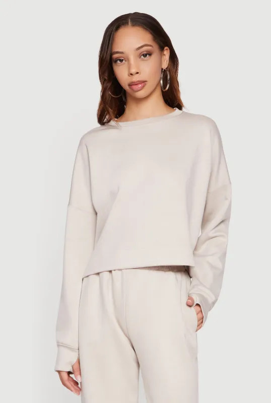 Long Sleeve High Neck Sweatshirt with Thumb Holes made by Rainbow