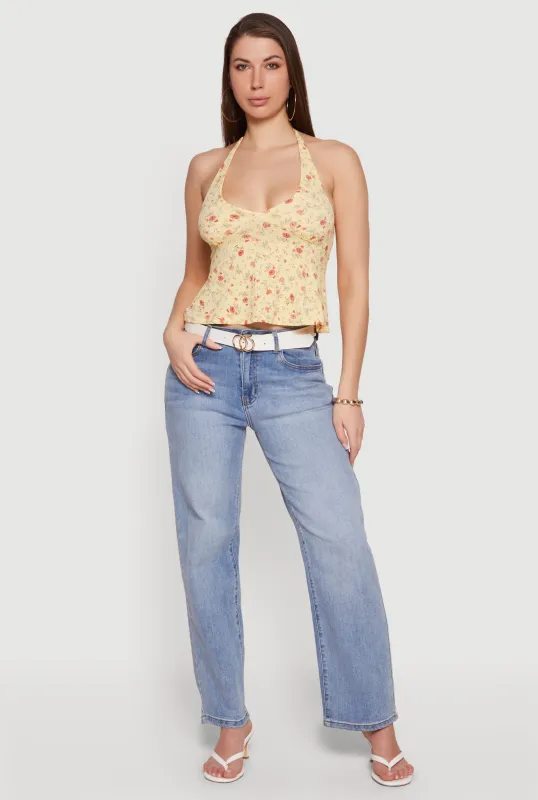 Floral Cropped Halter Top sold by Rainbow