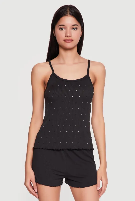 Rhinestone Studded Pajama Cami and Shorts Set sold by Rainbow
