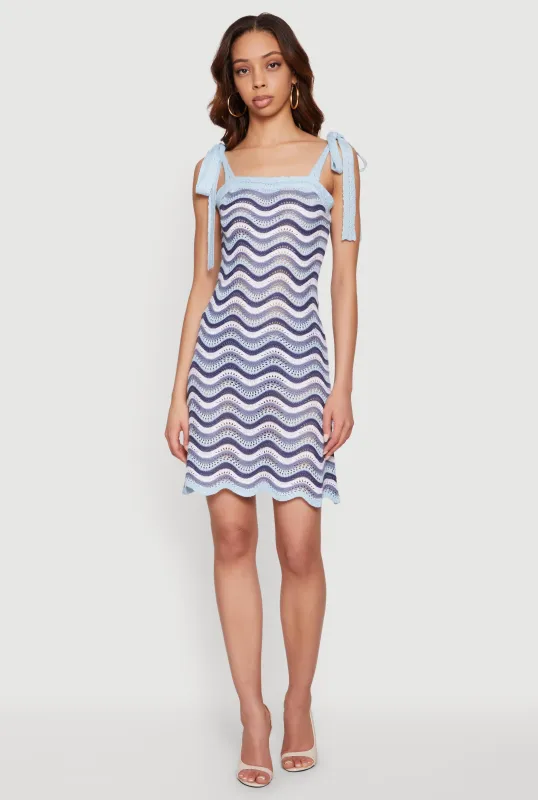 Chevron Crochet Tie Strap Mini Dress sold by Rainbow