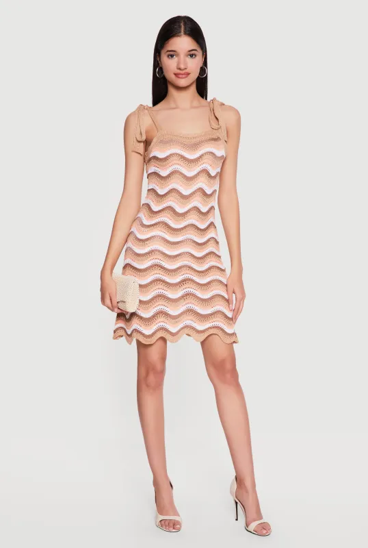 Chevron Crochet Tie Strap Mini Dress sold by Rainbow