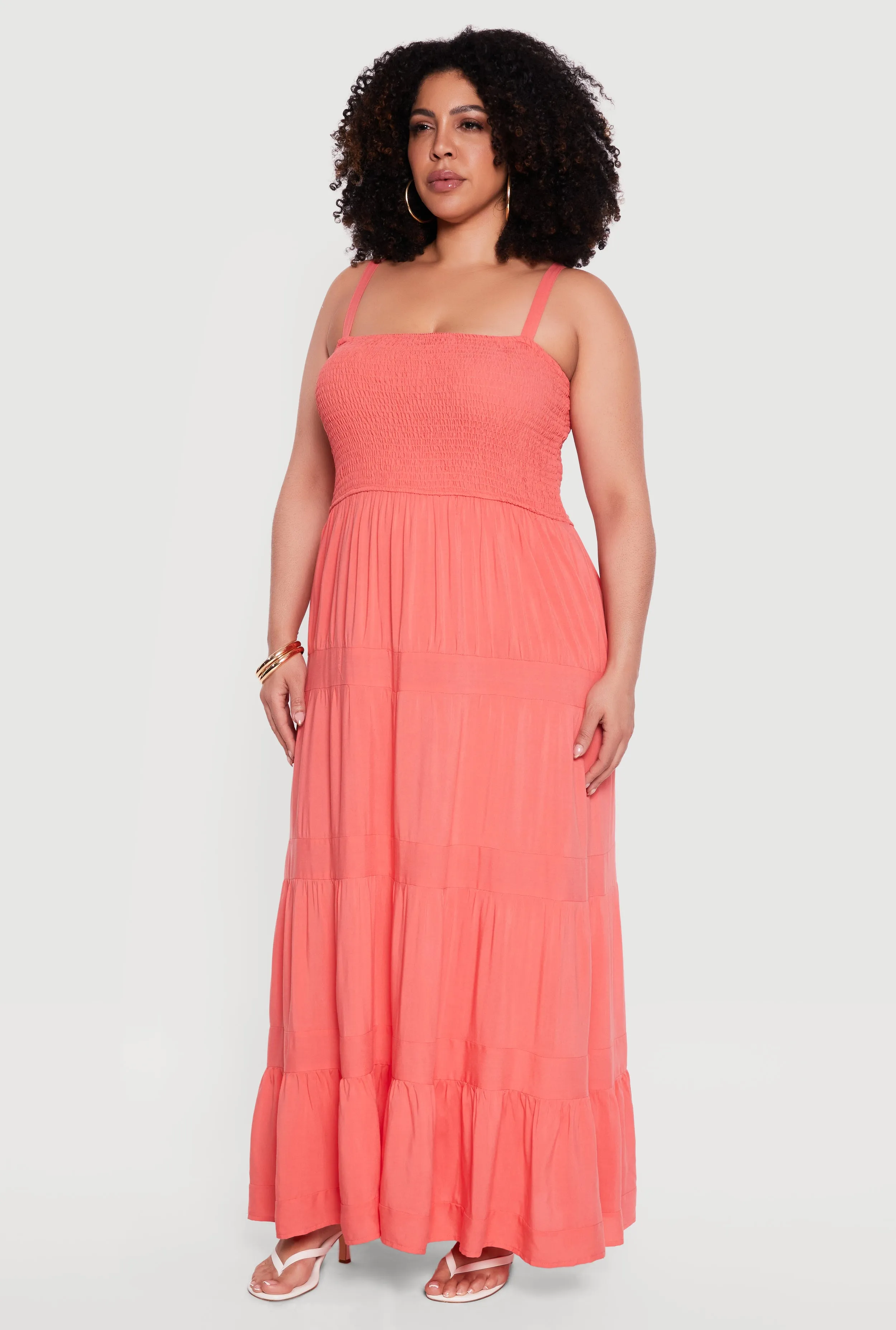 Plus Size Square Neck Smocked Tiered Maxi Dress sold by Rainbow product image thumbnail 2