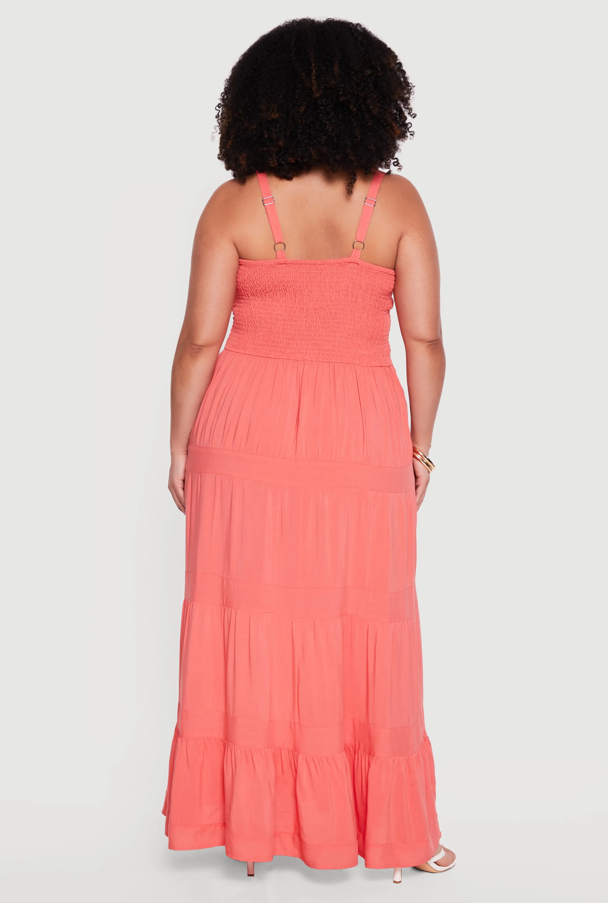 Plus Size Square Neck Smocked Tiered Maxi Dress sold by Rainbow product image thumbnail 3