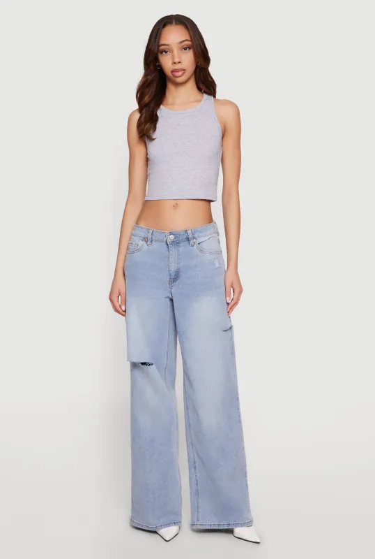 Almost Famous Slashed Wide Leg Jeans sold by Rainbow