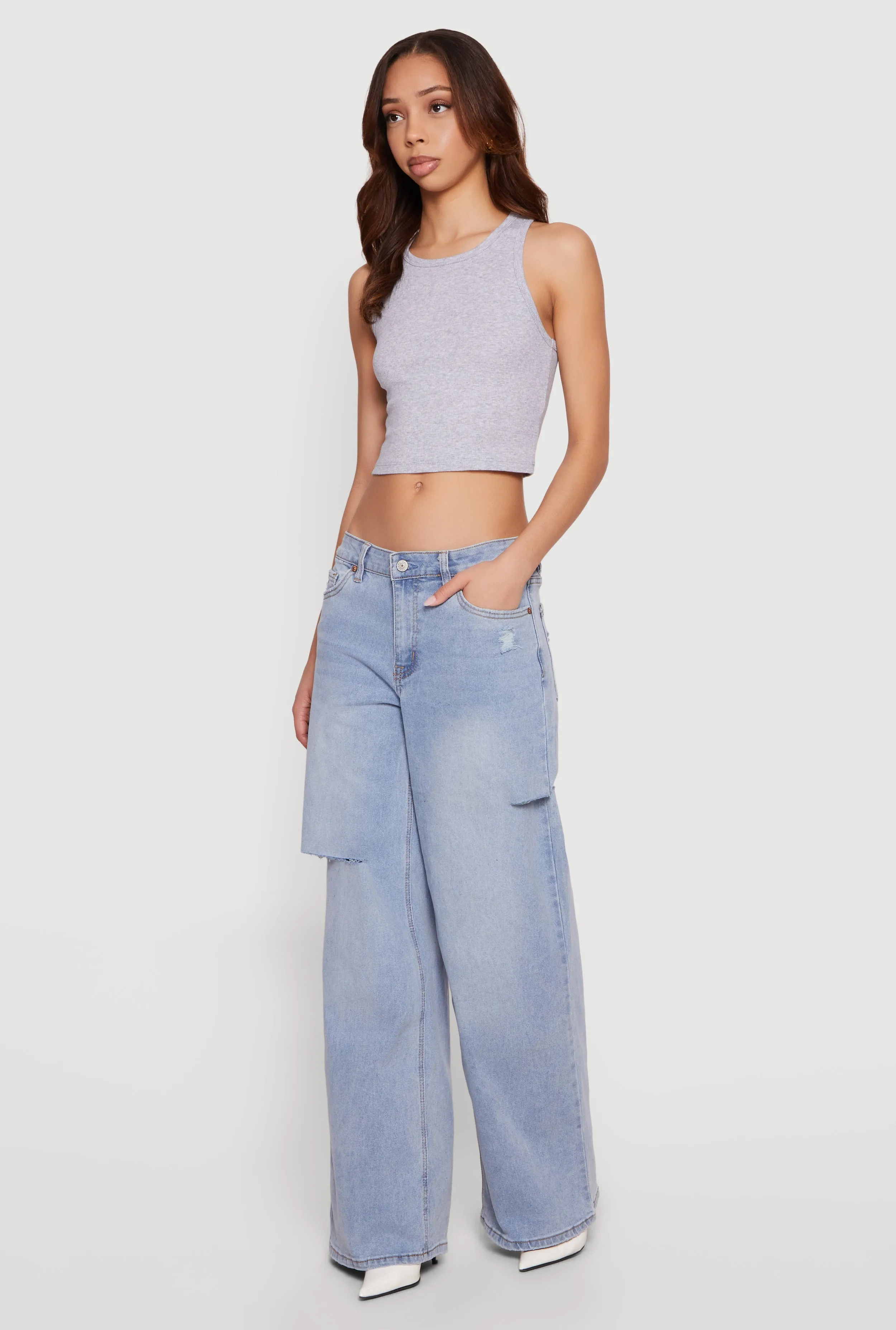 Almost Famous Slashed Wide Leg Jeans sold by Rainbow product image thumbnail 2