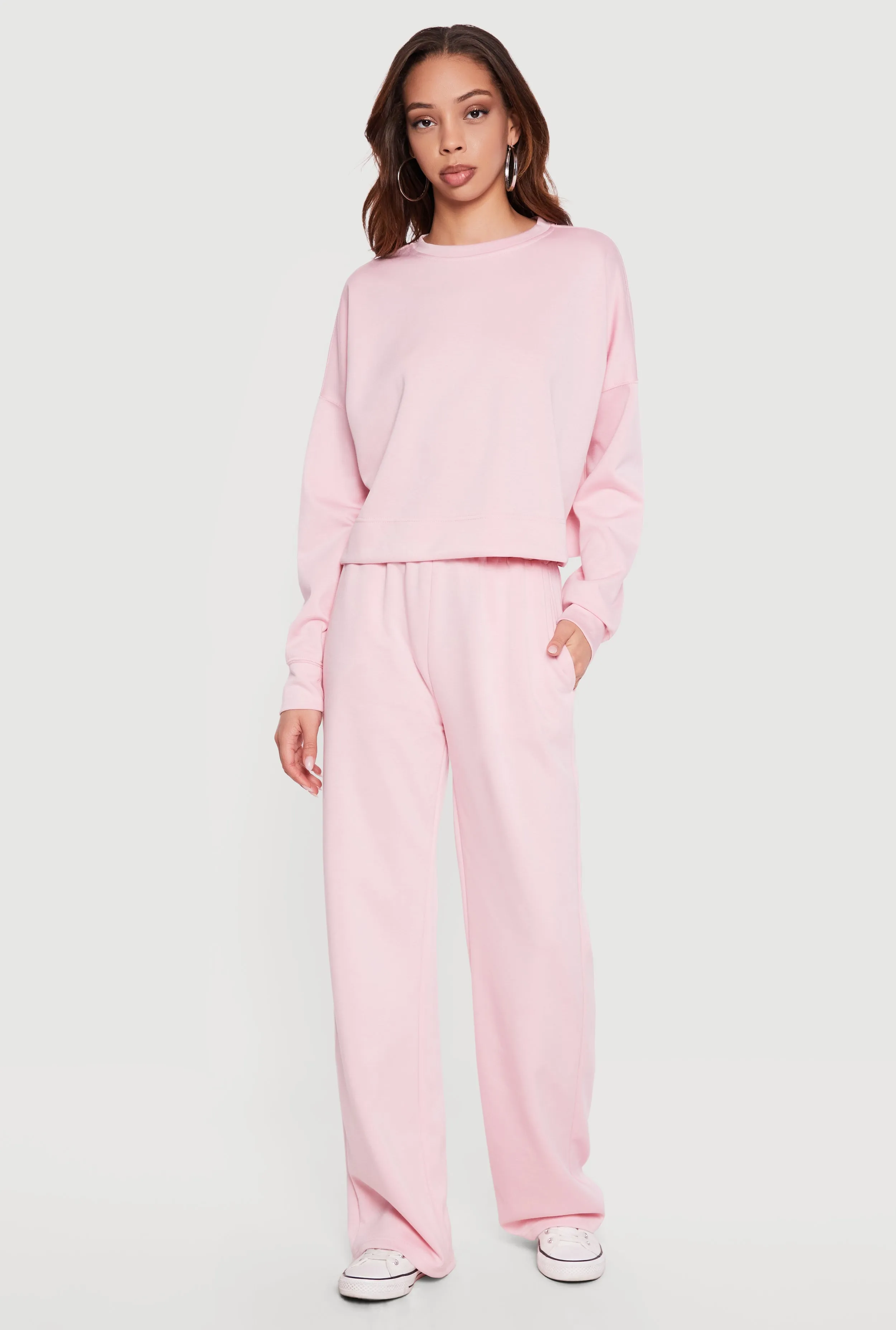 Elastic High Waisted Wide Leg Pull On Pants sold by Rainbow