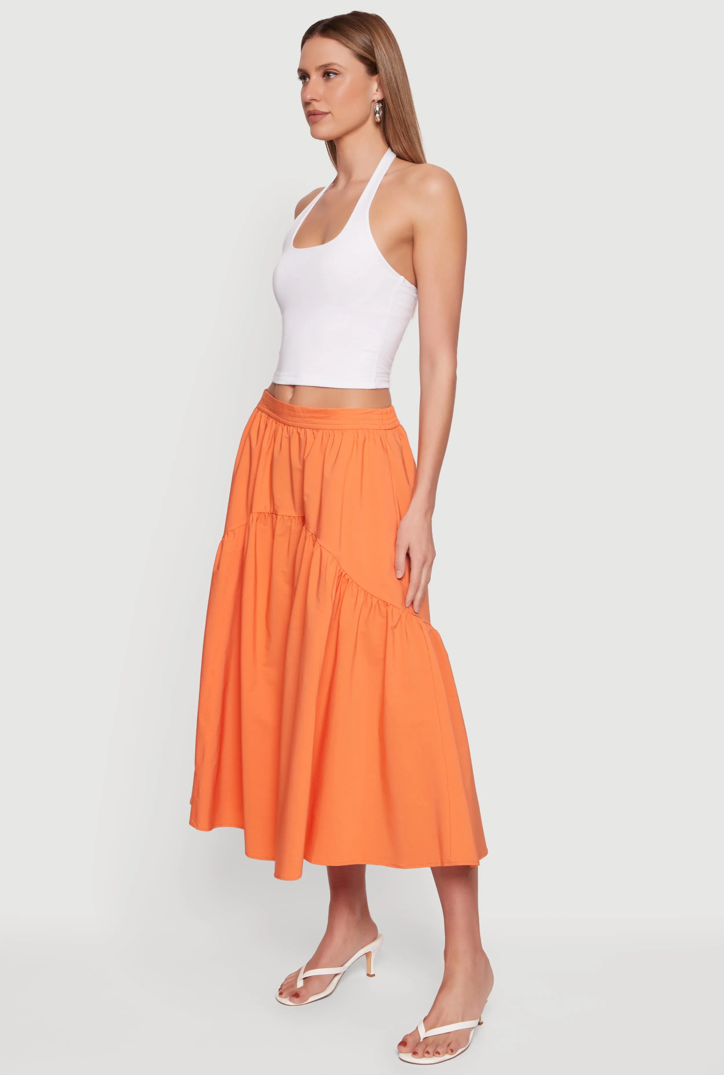 Drop Waist Ruffle Trim Midi Skirt sold by Rainbow product image thumbnail 2