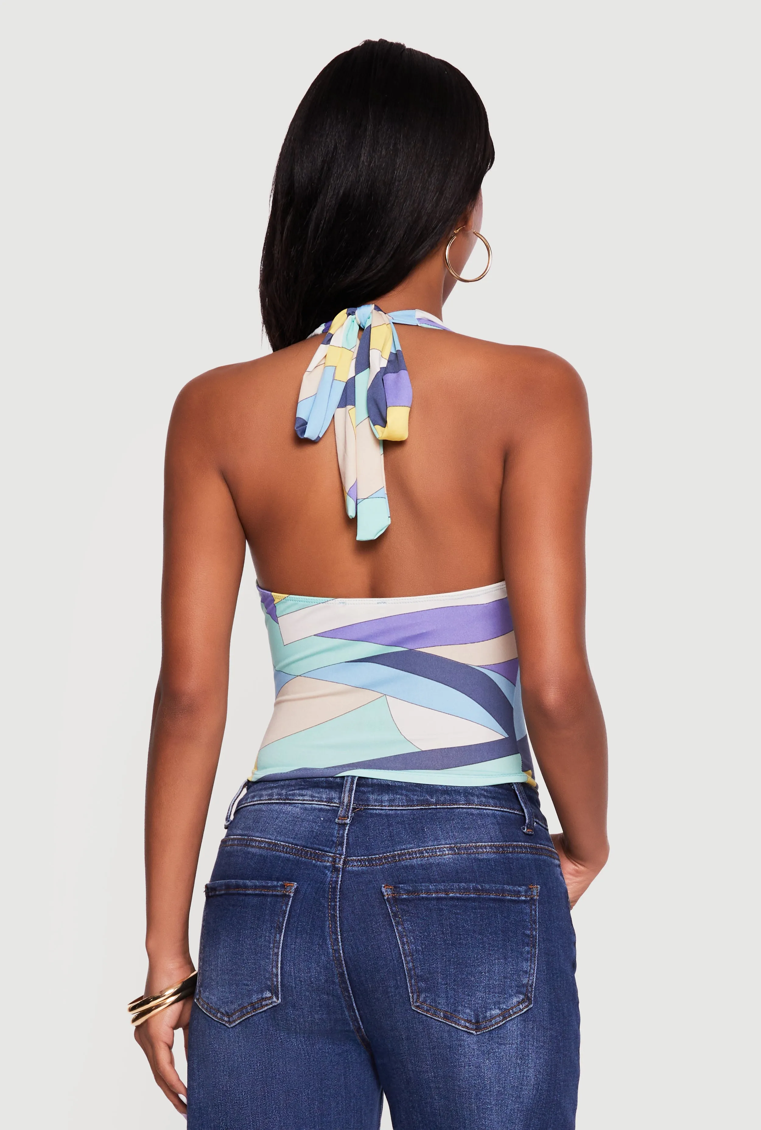 Abstract Patterned Cowl Neck Halter Top sold by Rainbow product image thumbnail 5