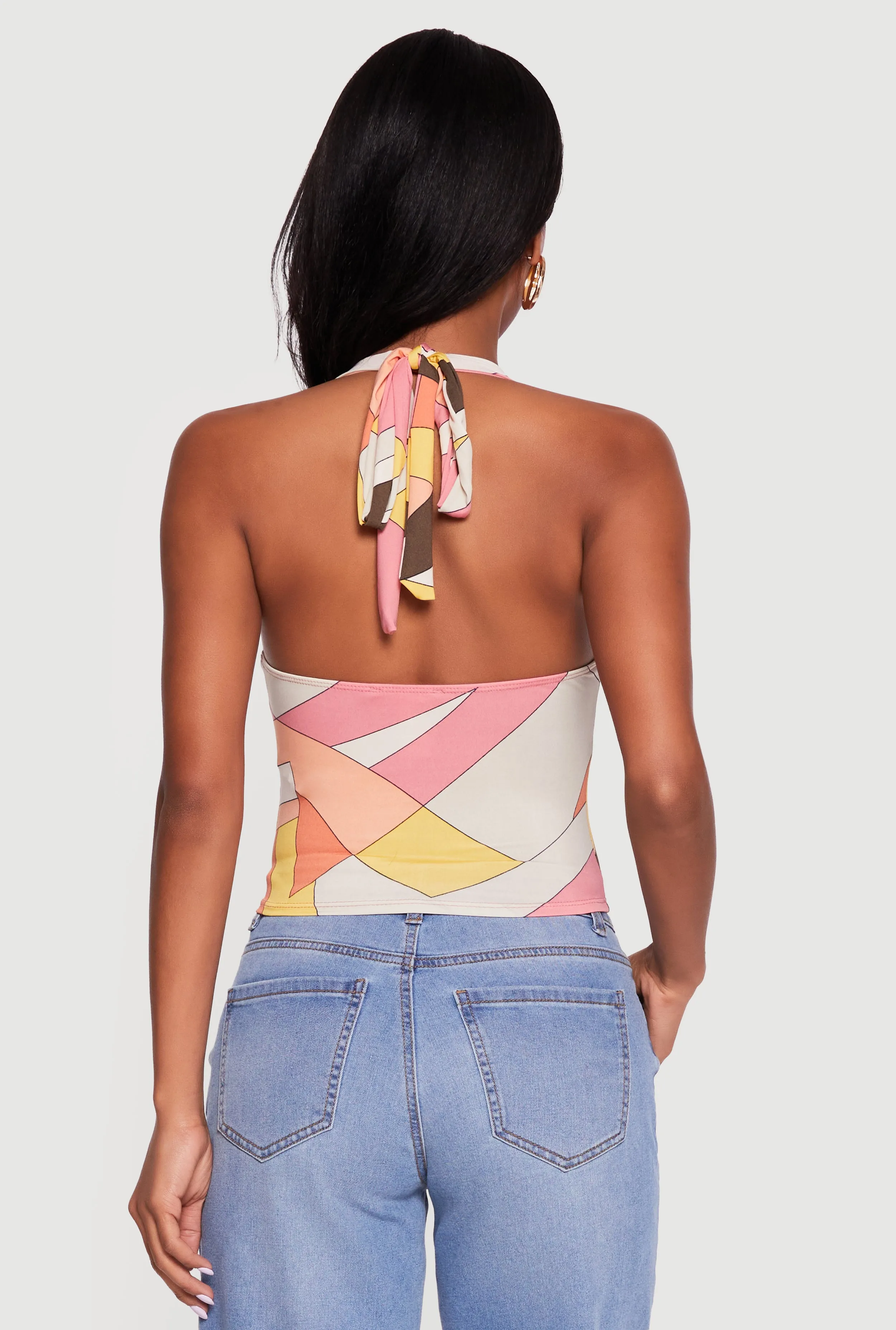 Abstract Patterned Cowl Neck Halter Top sold by Rainbow product image thumbnail 5