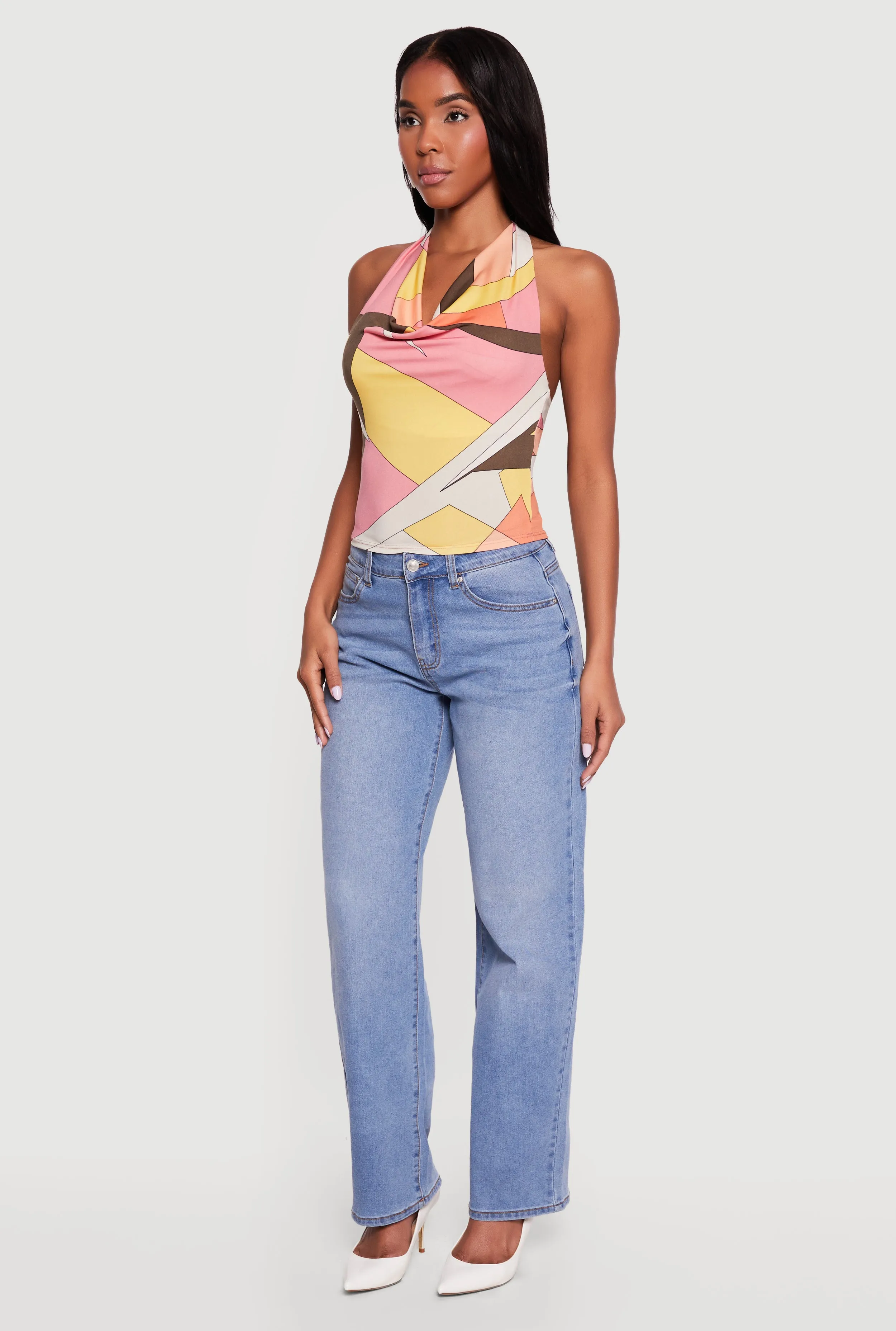 Abstract Patterned Cowl Neck Halter Top sold by Rainbow product image thumbnail 3
