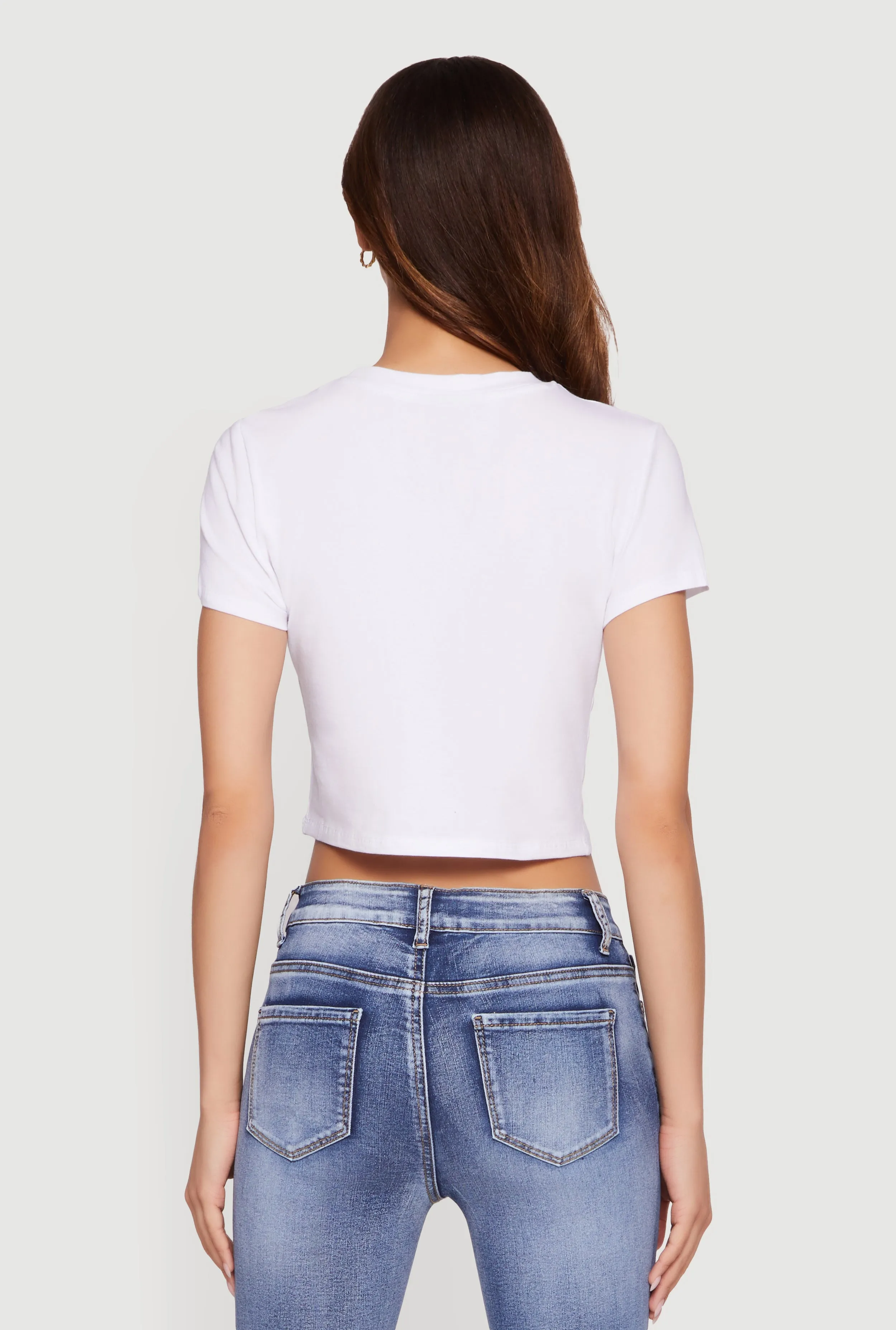 Rhinestone Cross Graphic Cropped Tee sold by Rainbow product image thumbnail 5
