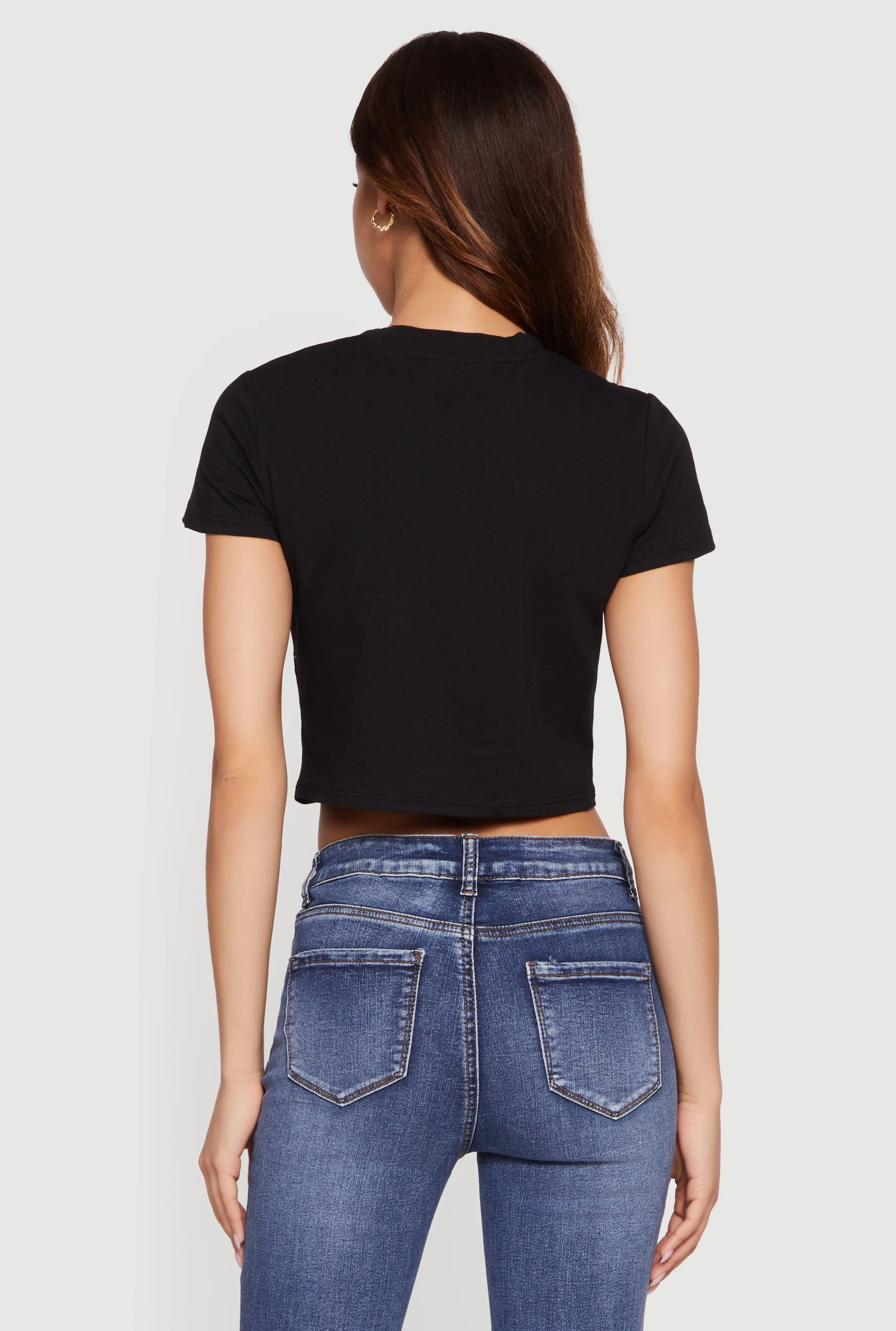 Rhinestone Cross Graphic Cropped Tee sold by Rainbow product image thumbnail 5