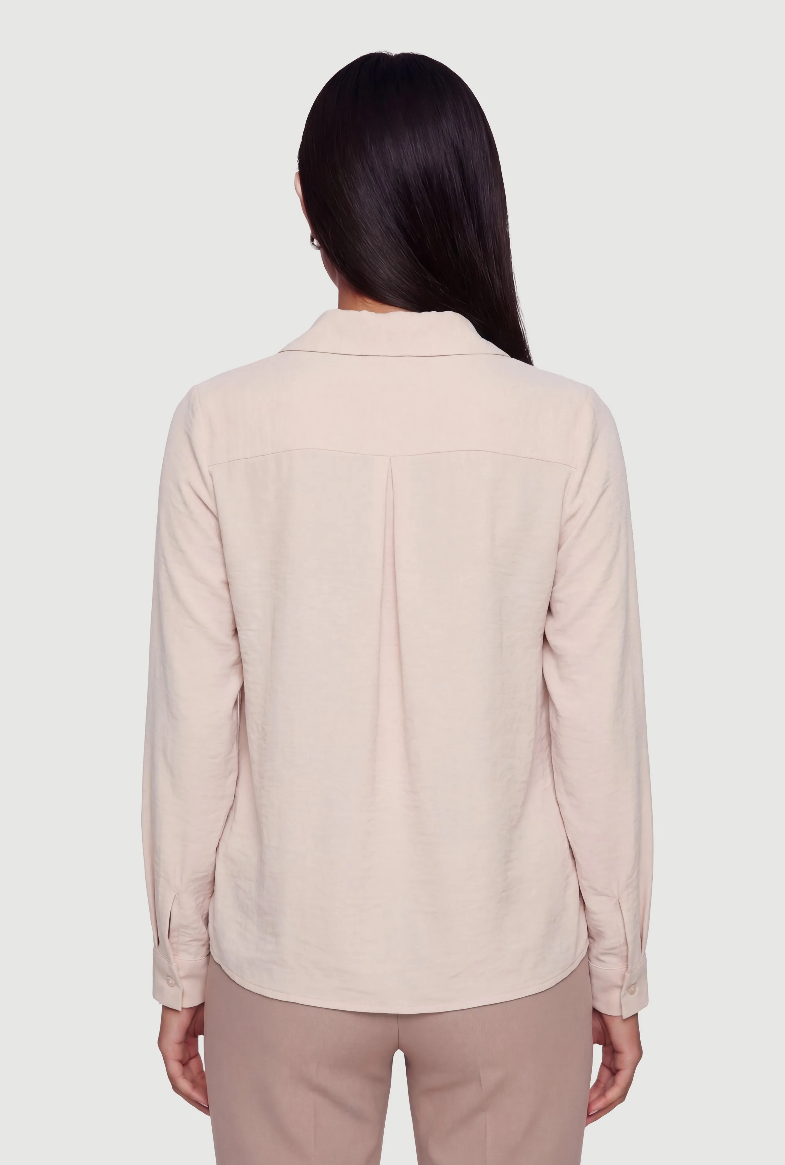 Crepe Knit Long Sleeve Button Front Shirt sold by Rainbow product image thumbnail 5
