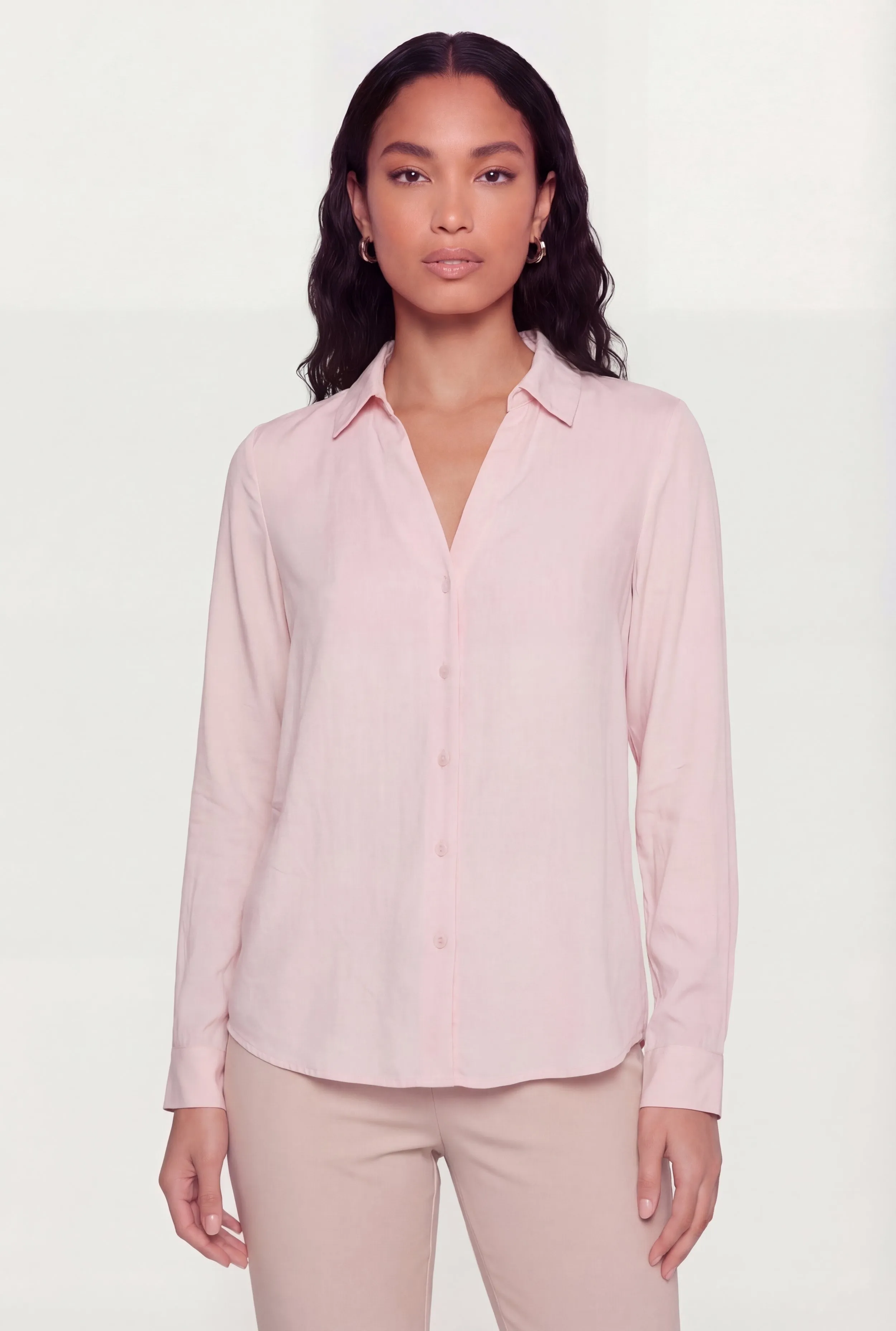 Crepe Knit Long Sleeve Button Front Shirt sold by Rainbow product image thumbnail 2